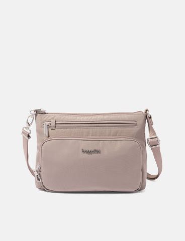 Beige Baggallini Keepsake Crossbody bag with anti-theft features
