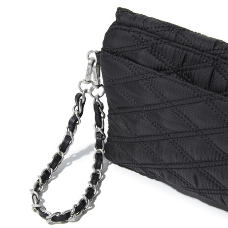 Baggallini Women's Flap Crossbody with Chain, Black Quilt