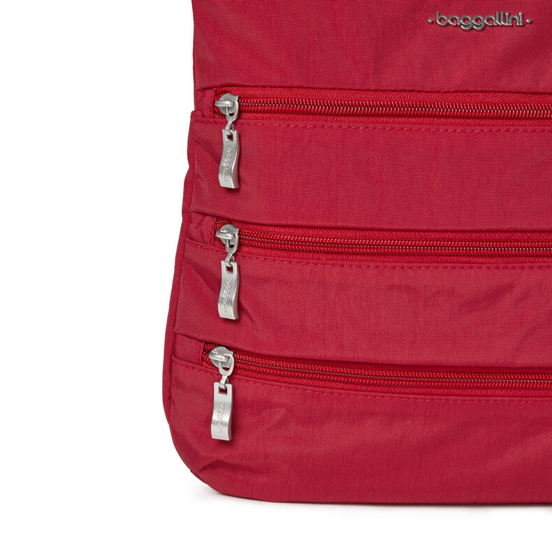 Red RFID Travel Bag - Big Zipper Crossbody - baggallini