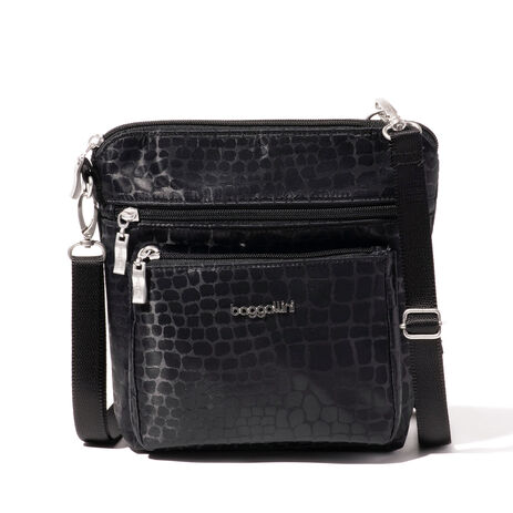 Small Shoulder bag with 2 Removable Straps Cross Body - Black With Croc  Pattern in 2023
