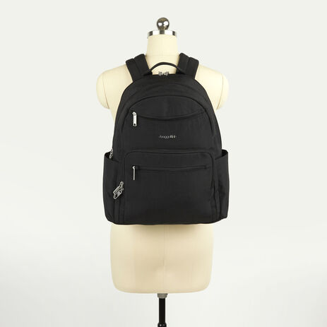 all over laptop backpack EDGE Executive 15.6'' Black resistant nylon fabric and leather accents Double Loop Flap-Over Laptop Backpack