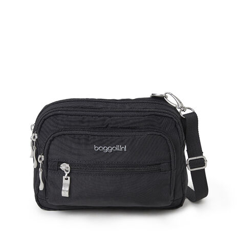 Baggallini Women's Triple Zipper Convertible Crossbody Bag, Black Sand Baggallini Women's Triple Zipper Convertible Crossbody Bag, Black Sand