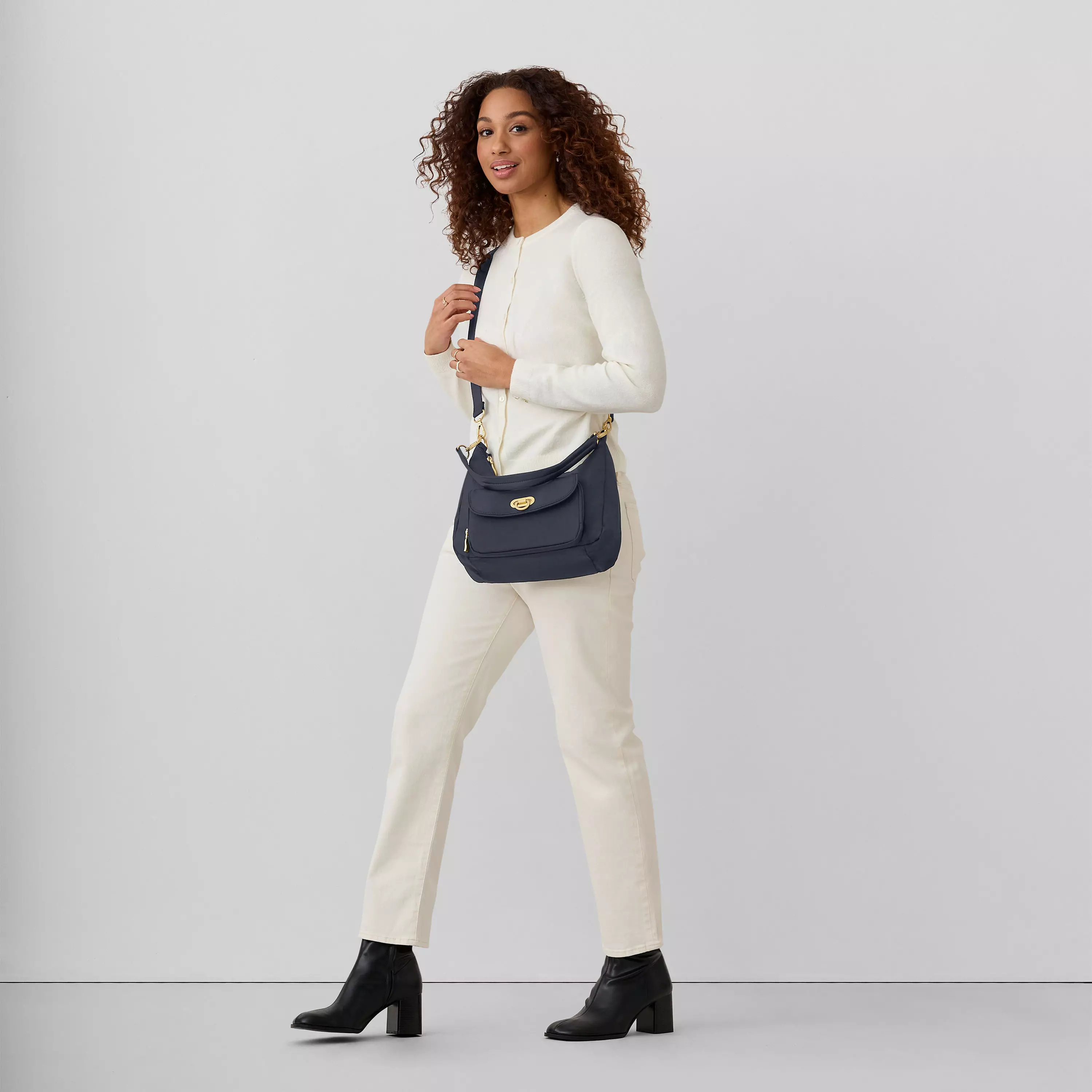 Coastal Flip Lock Half Moon Bag