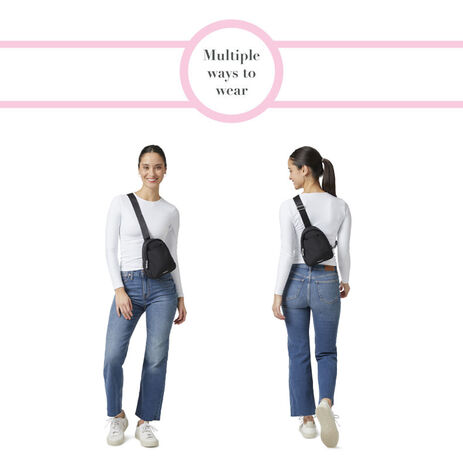 baggallini mini sling backpack Double Zip Sling, Moonrock : Clothing, Shoes & Jewelry protected credit cards slots Baggallini Double Zip Mini Sling