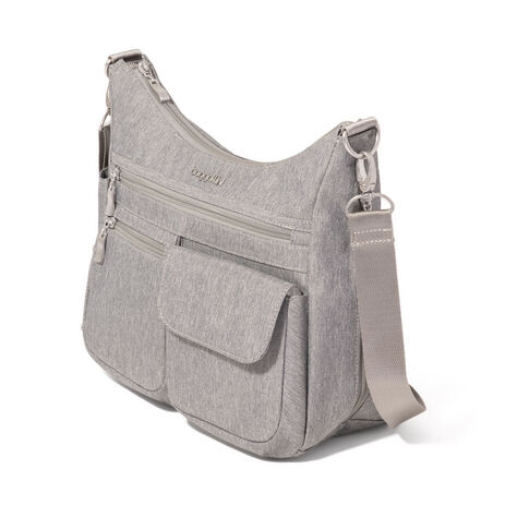baggallini everywhere travel crossbody bag Modern Bagg Luggage Pros protected credit card slots Interior divider in main compartment Exterior dimensions Modern Everywhere Crossbody Bag
