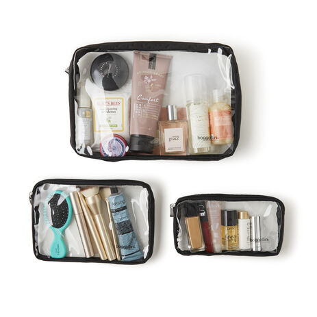 clear travel toiletry bag Makeup Bag, TSA & Stadium- Approved, Preto Black Away Case, Hudson+Bleecker or luggage 2pcs Clear Travel Toiletry Bag