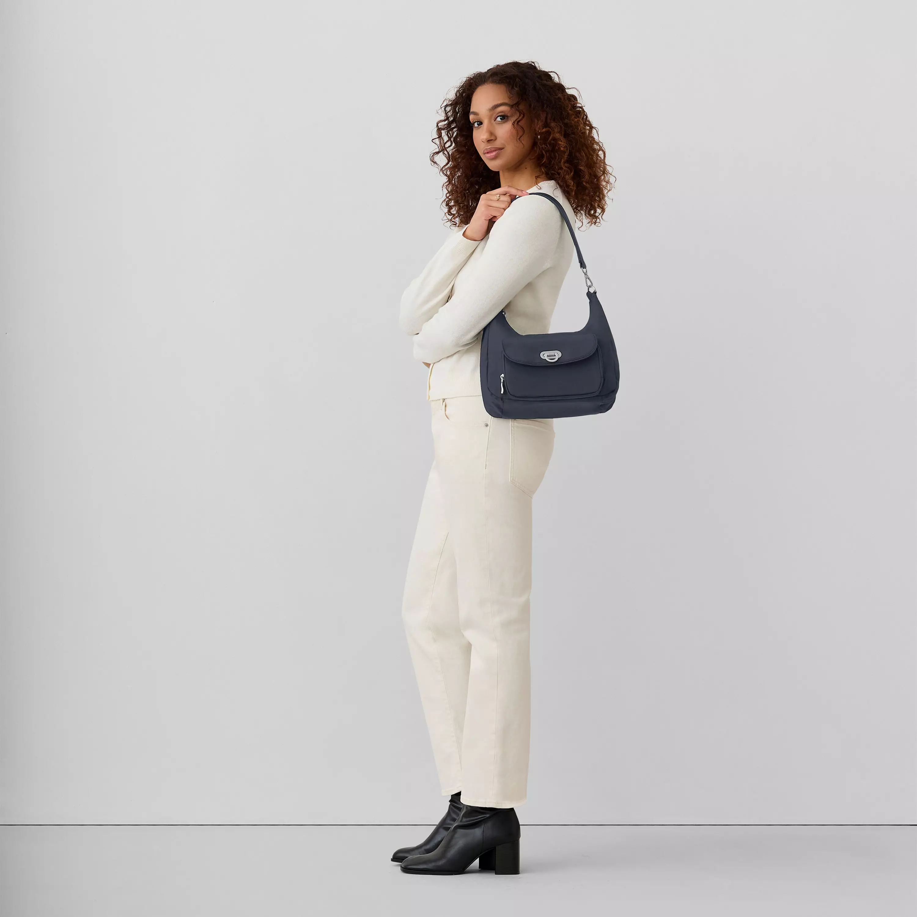 Coastal Flip Lock Half Moon Bag