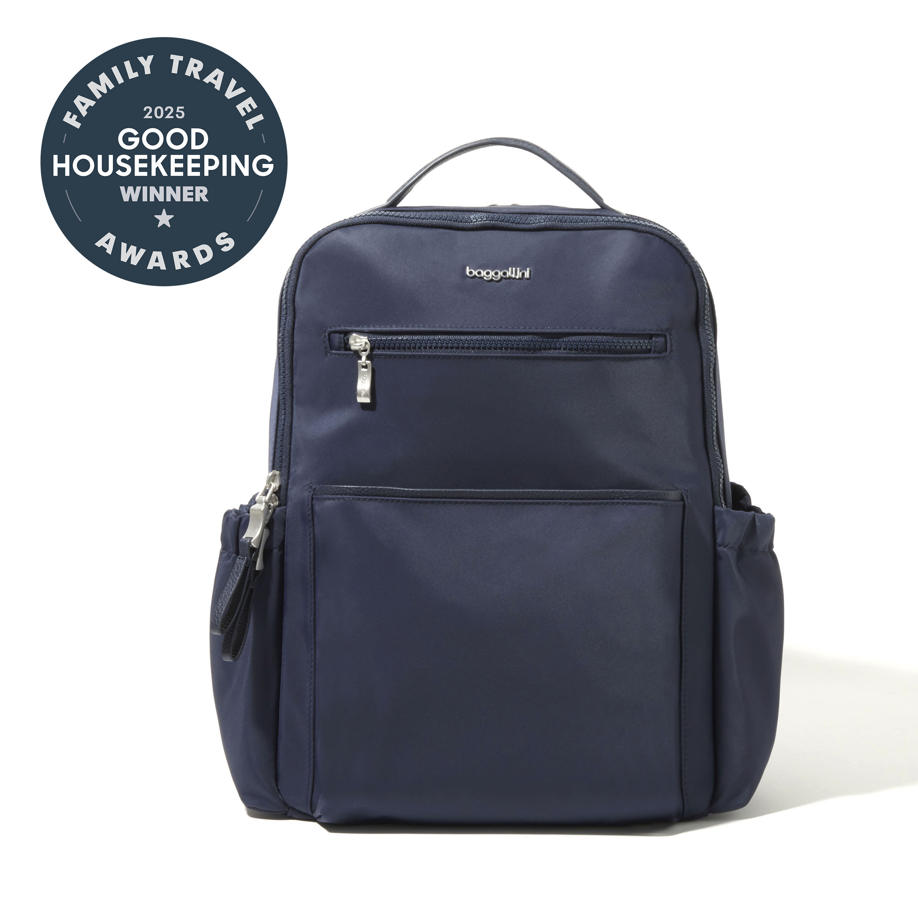 Baggallini Tribeca Expandable Laptop Backpack For Women - TSA-Friendly, Water-Resistant, Luggage Sleeve