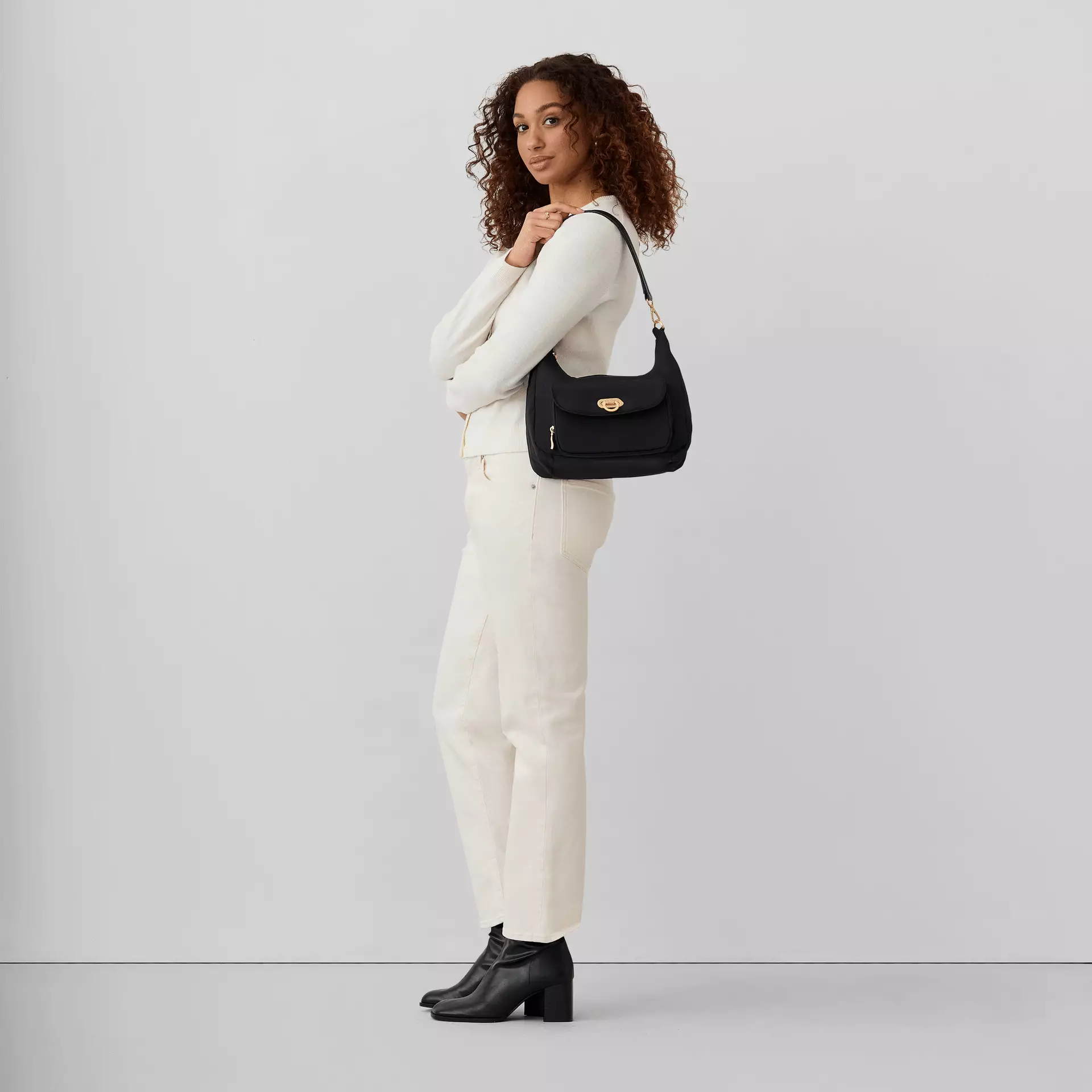 Coastal Flip Lock Half Moon Bag