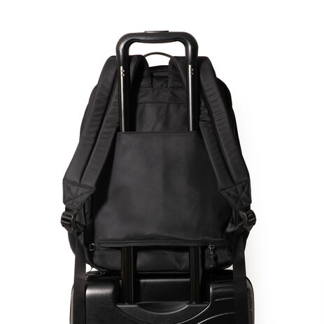 backpack laptop bag with trolley sleeve Travel Handbag In Black Water-Resistant Fabric W-Trolley & Shoe Compartment For Business, Hiking Or Camping| Filinapo The best bag to get you to and from your destination with ease 16-inch Laptop Compact Rolling Backpack
