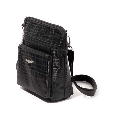 Small Shoulder bag with 2 Removable Straps Cross Body - Black With Croc  Pattern in 2023