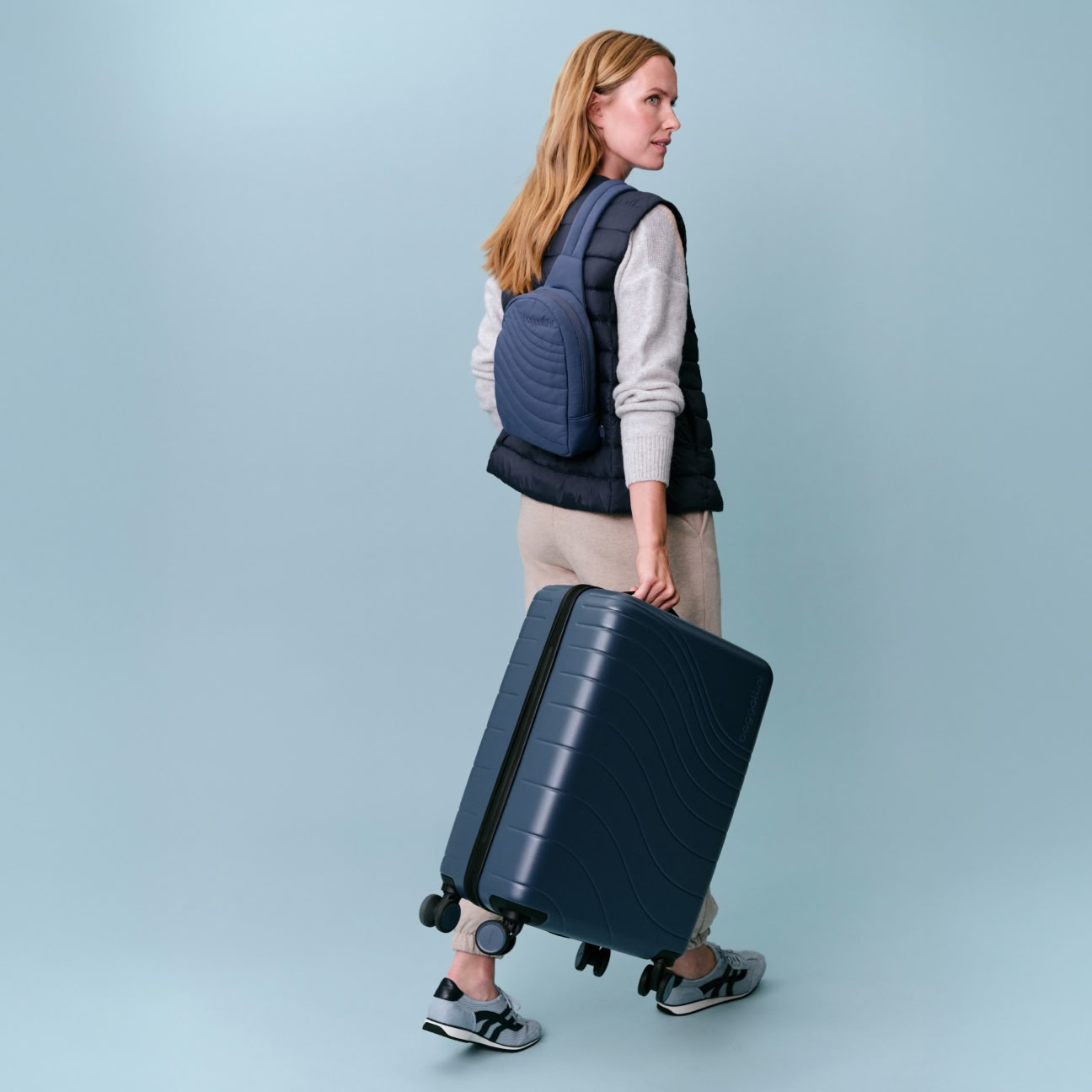 Happy New Travel Bags. Subtle sophistication meets effortless functionality with the new Set Wave Collection in Mist.