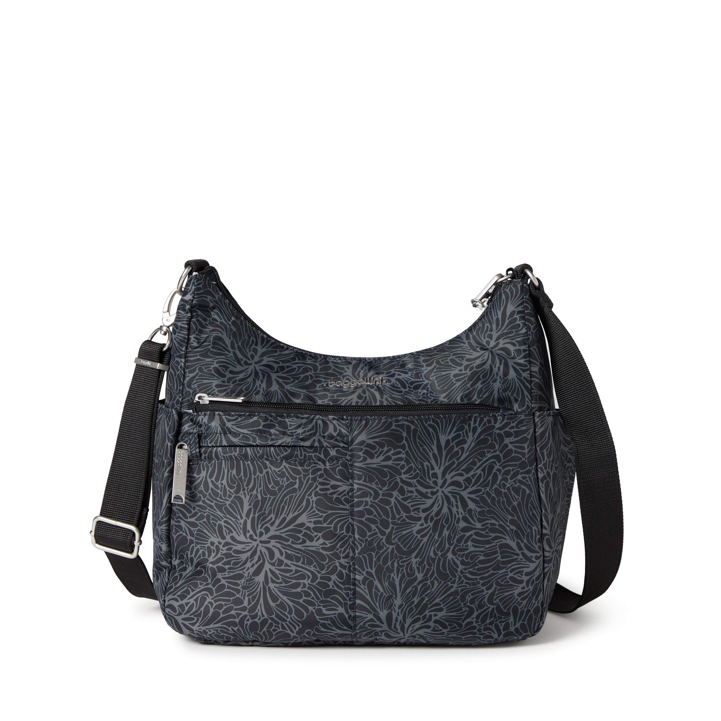 Women's Free Time Anti-Theft Crossbody Bag | Securtex | Baggallini in Midnight Blossom | Nylon | Medium