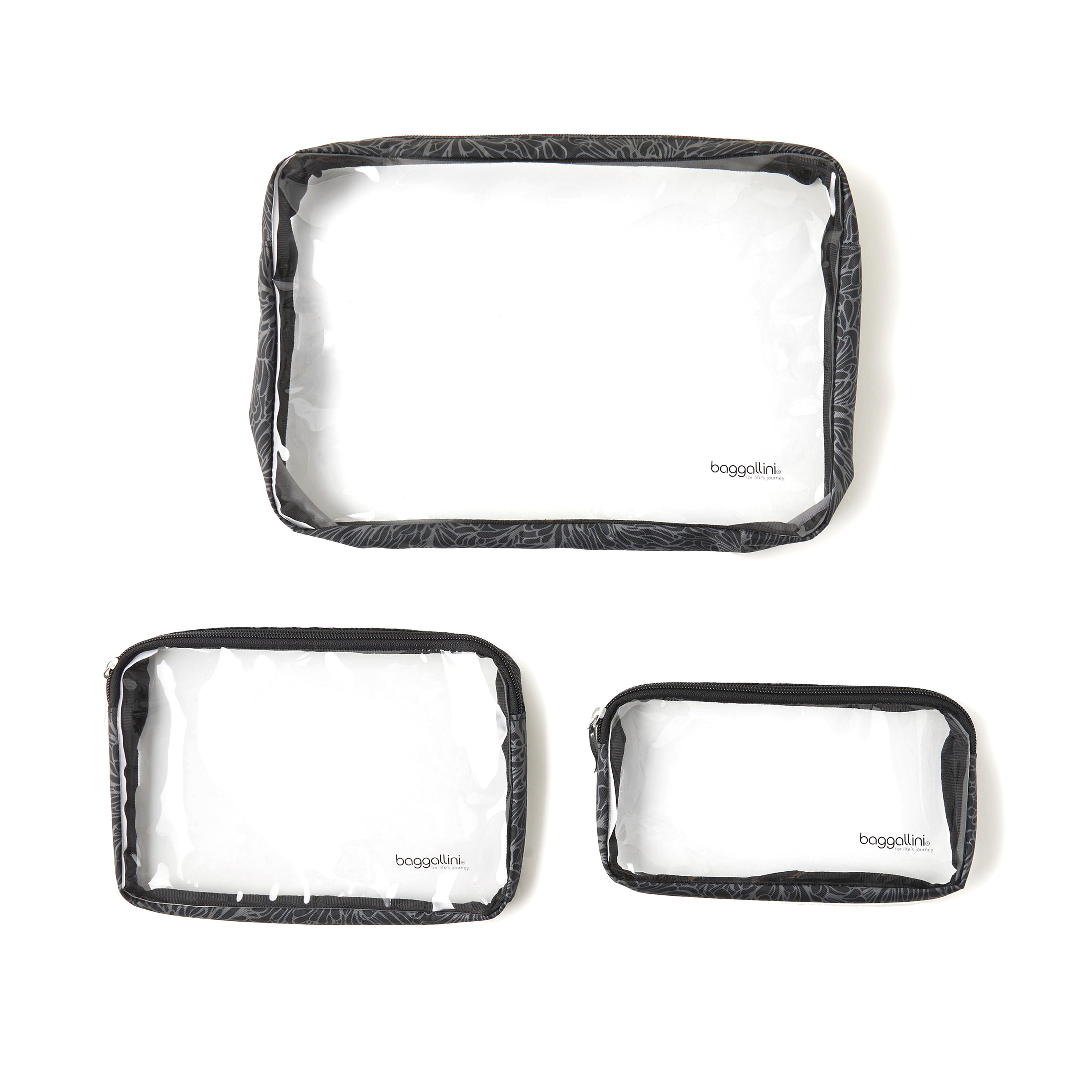 Clear Travel Pouches | Baggallini in Black | Small | Water-Resistant