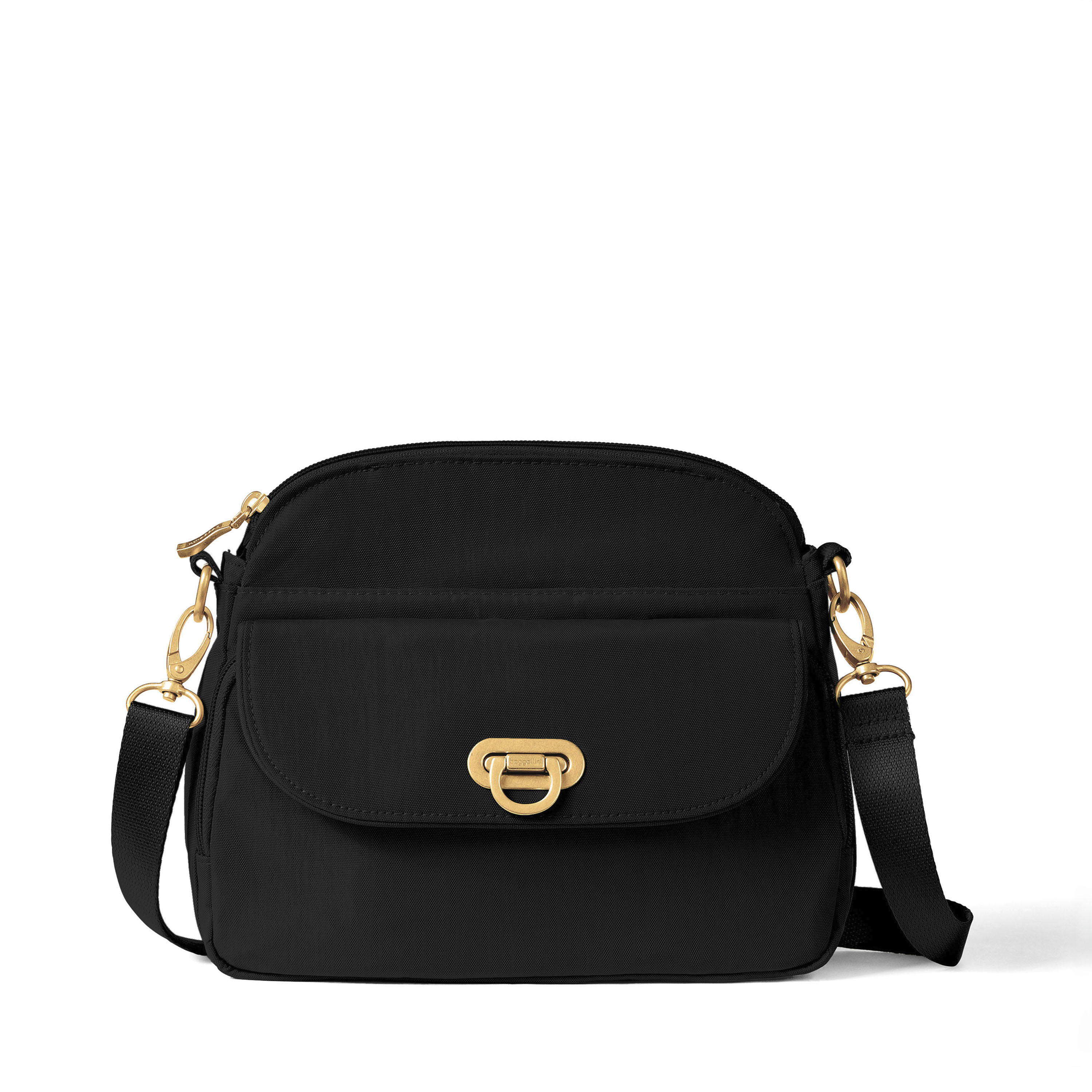 Women's Coastal Flip Lock Crossbody Bag | Baggallini in Black | Small