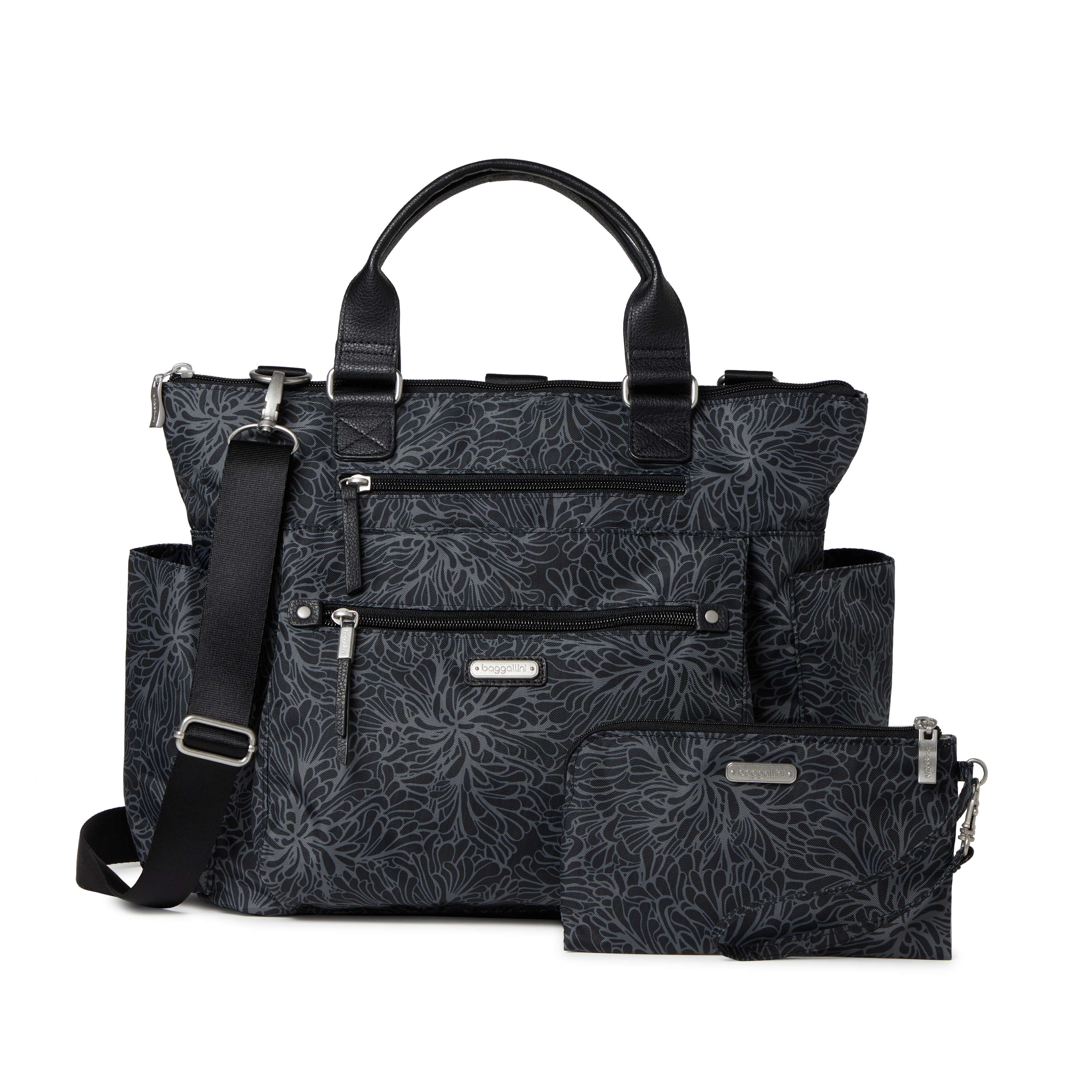 3-In-1 Convertible Backpack with RFID Phone Wristlet | Baggallini in Black | Nylon | Large | Water-Resistant