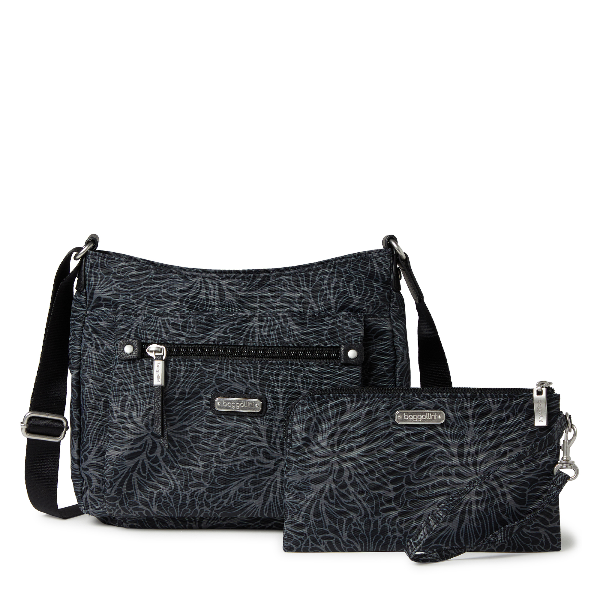 Women's True Classic Uptown Bag with RFID Wristlet | Baggallini in Black | Nylon | Small | Water-Resistant
