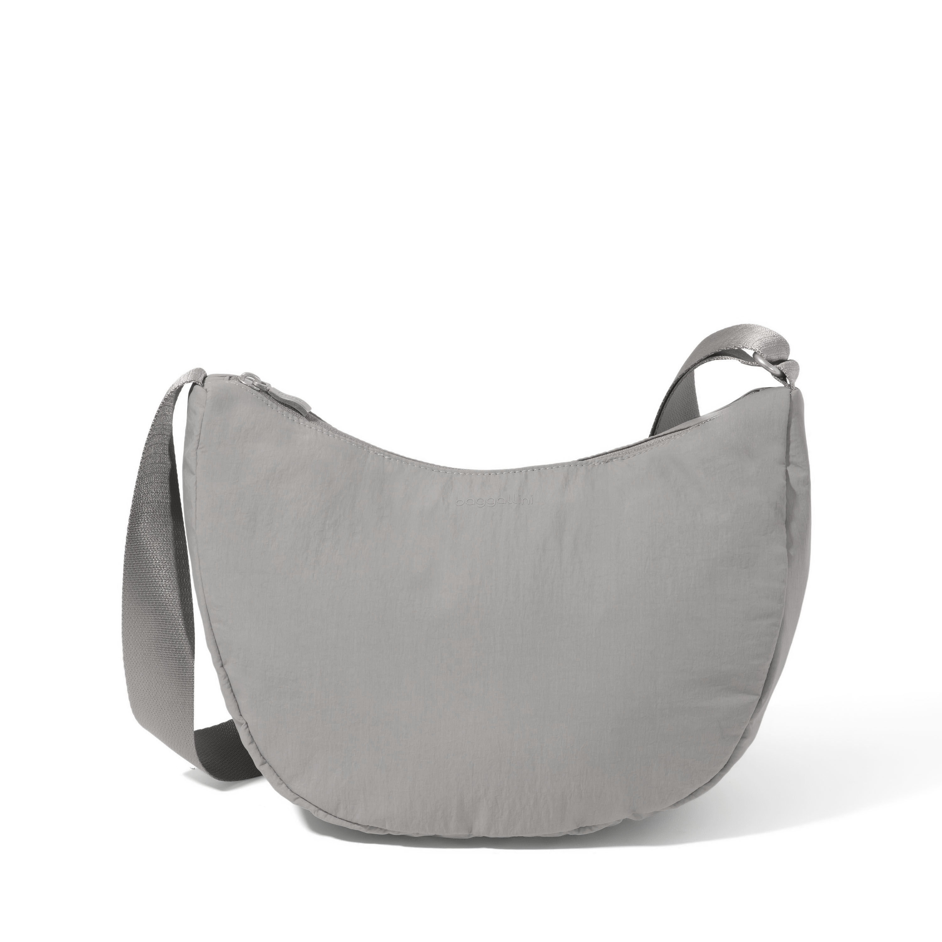 Baggallini Medium Size Swift Crescent Crossbody Bag - B-lite Silver