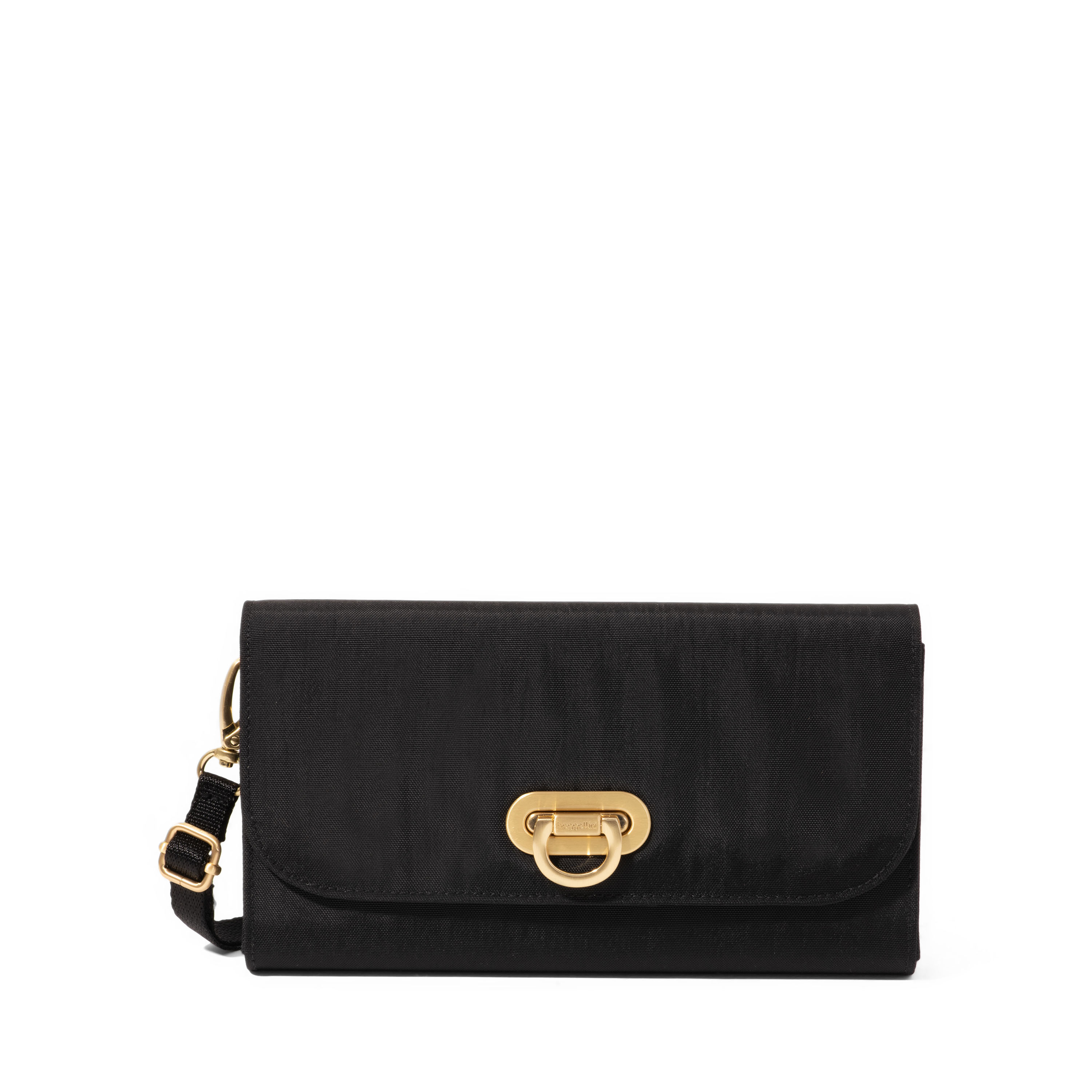 Baggallini Coastal Mini Rfid-Protected Flip-Lock Crossbody Bag - Black with gold hardware