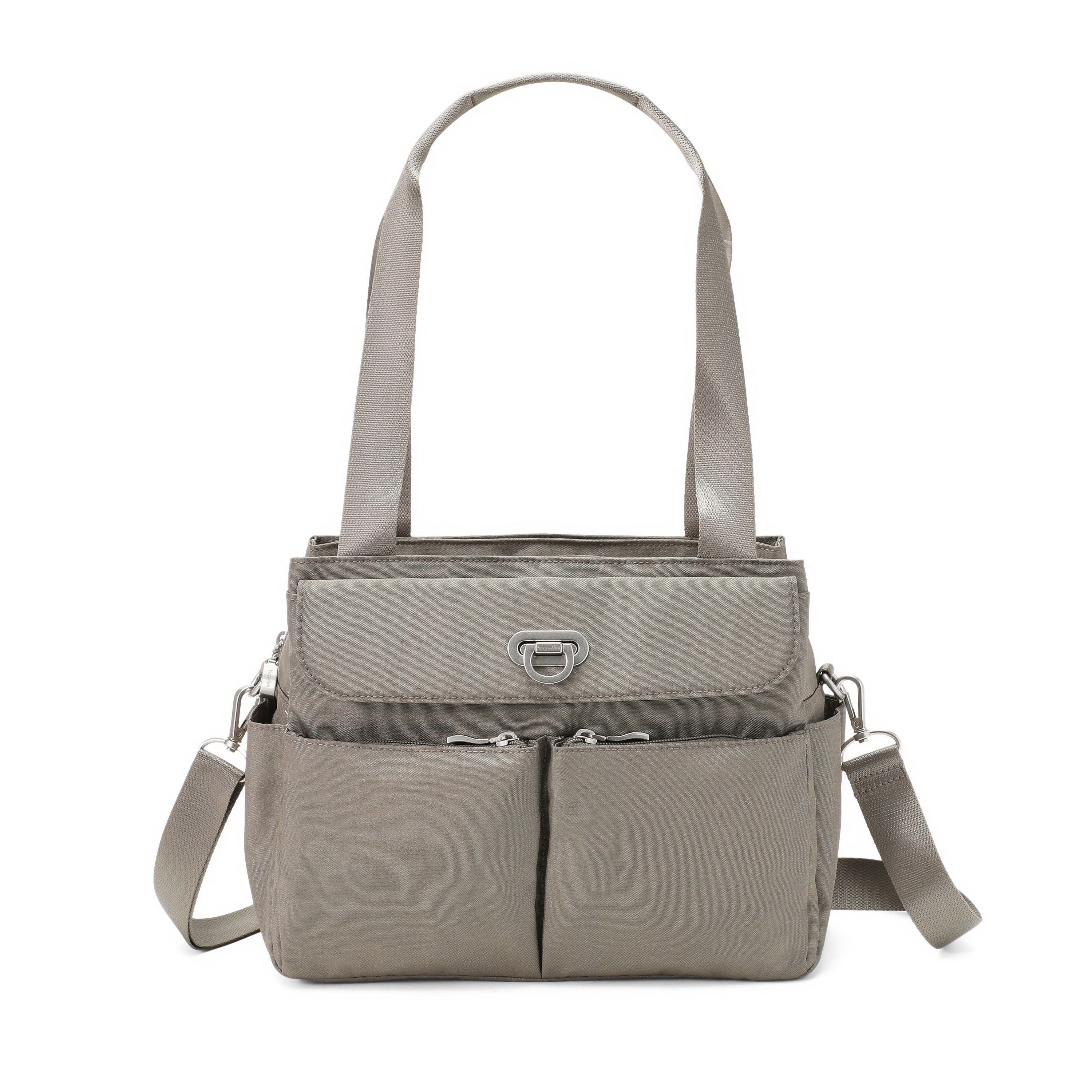 Women's Coastal Flip Lock Trio Satchel | Baggallini in Gray | Medium