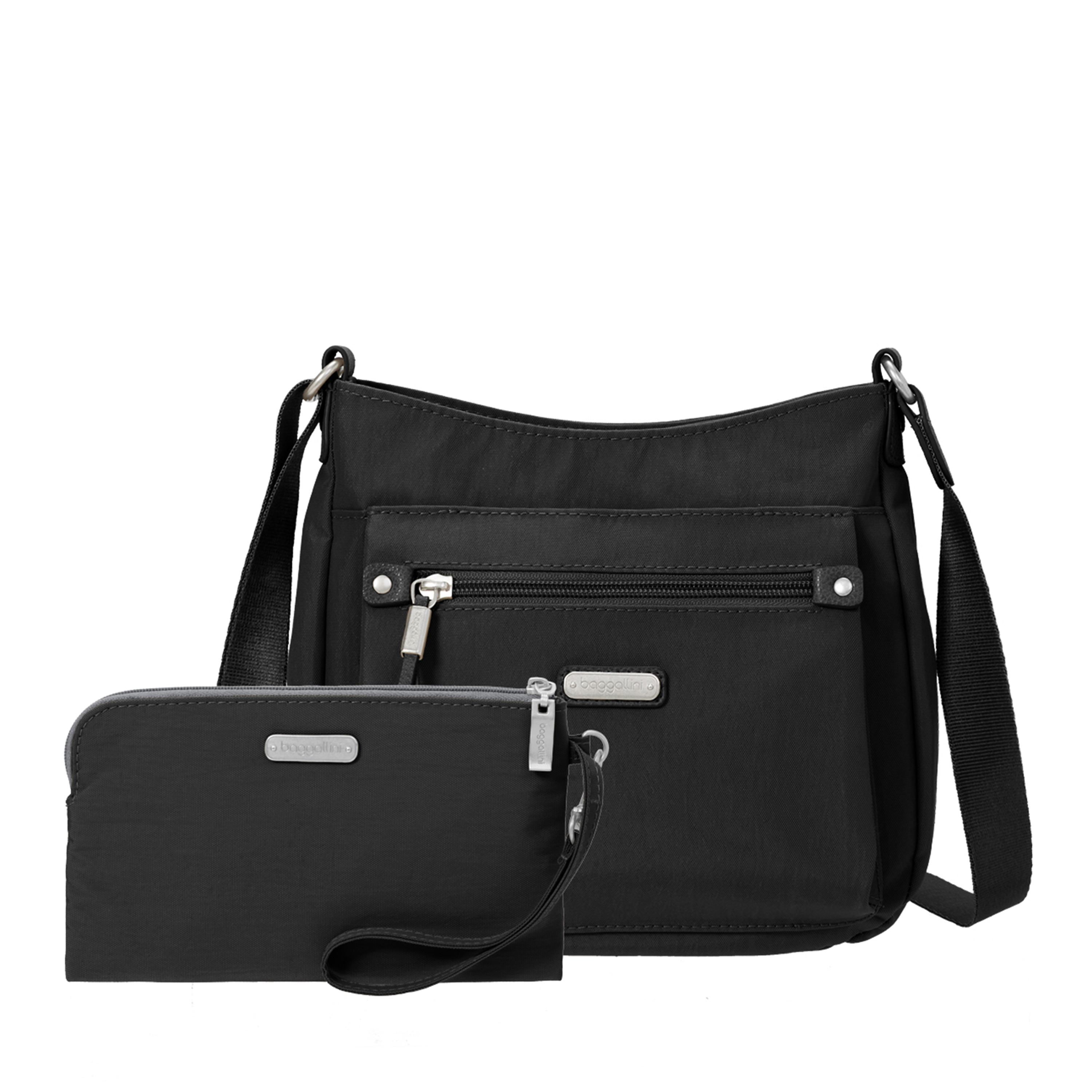 Women's True Classic Uptown Bag with RFID Wristlet | Baggallini in Black | Nylon | Medium | Water-Resistant