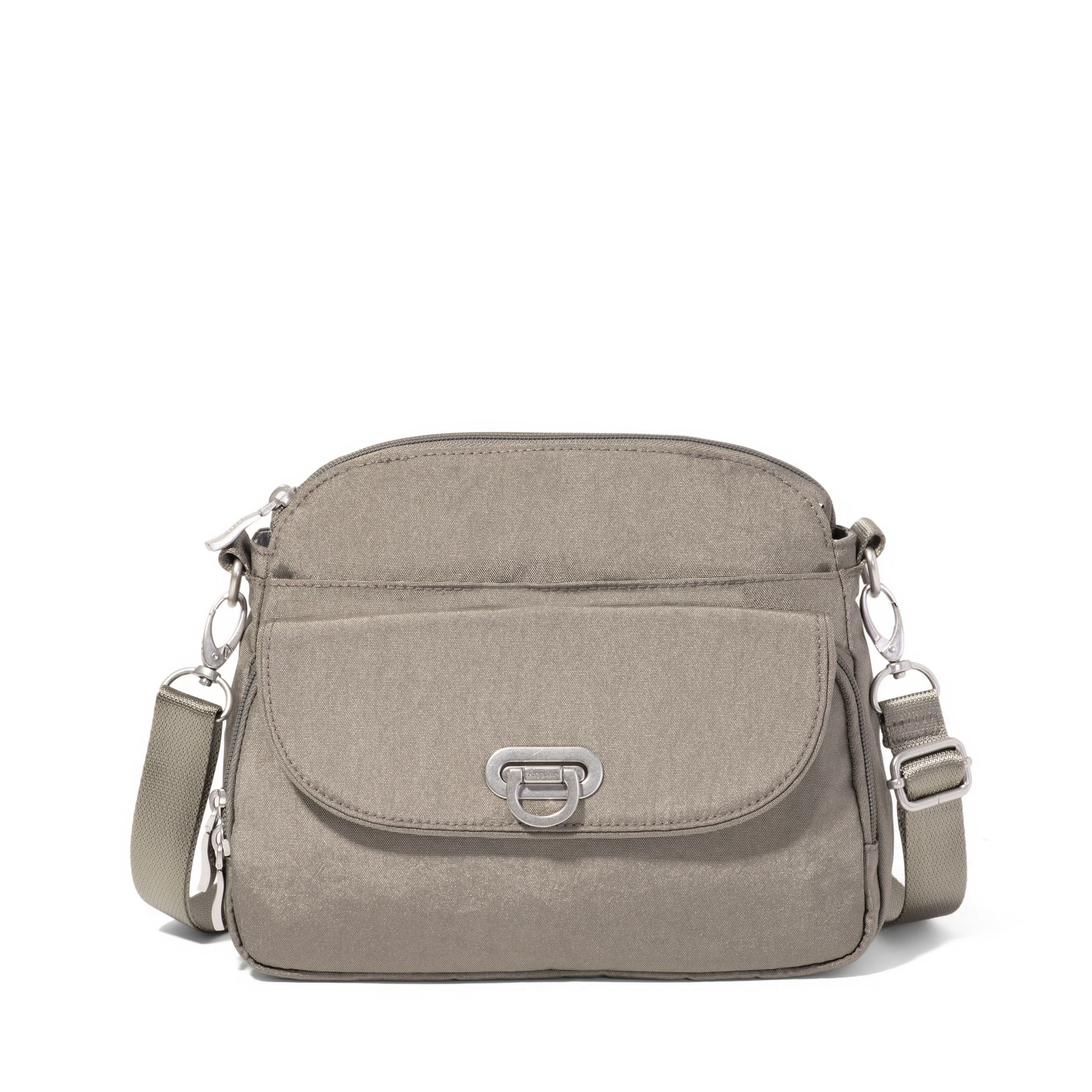 Women's Coastal Flip Lock Crossbody Bag | Baggallini in Gray | Small