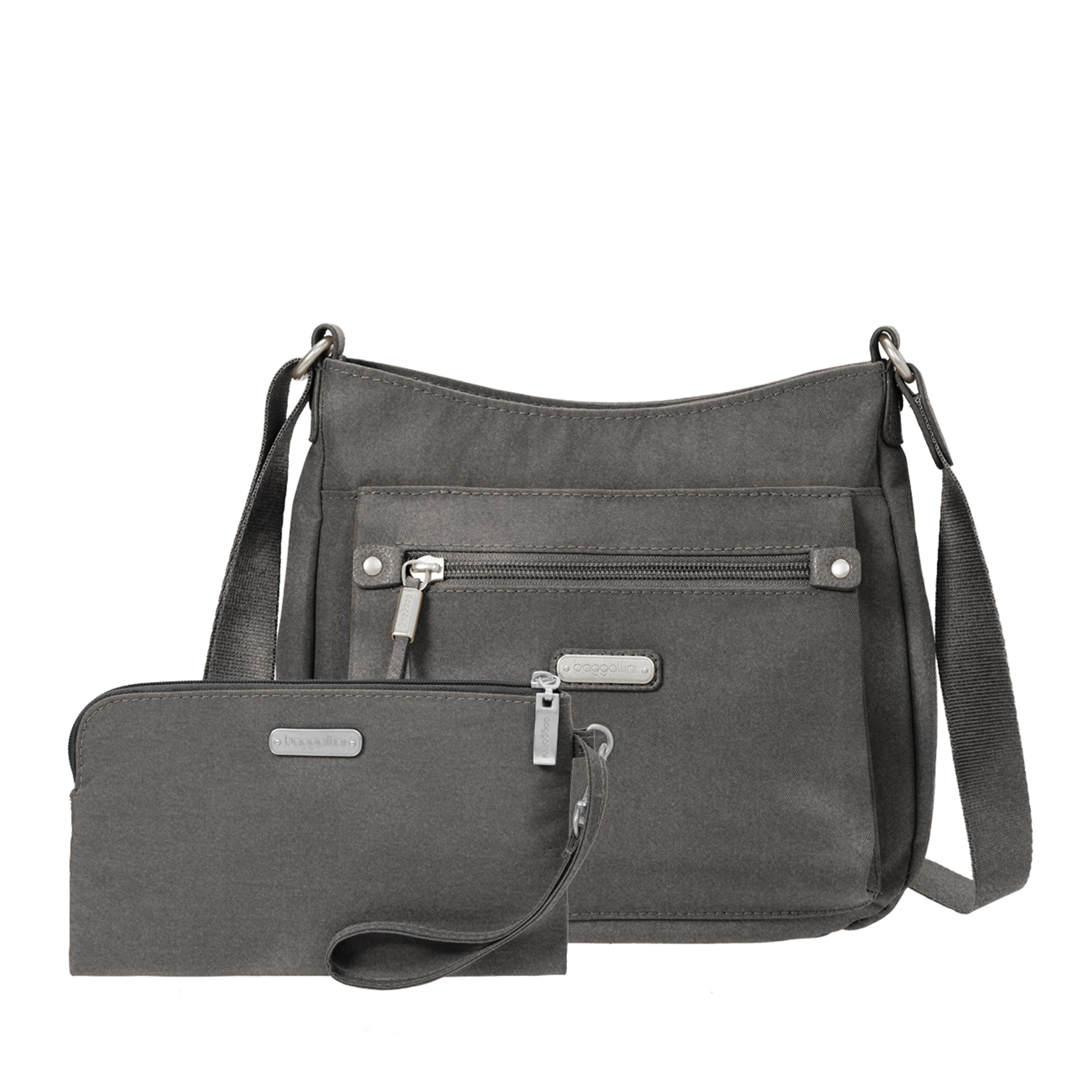 Women's True Classic Uptown Bag with RFID Wristlet | Baggallini in Gray | Nylon | Medium | Water-Resistant