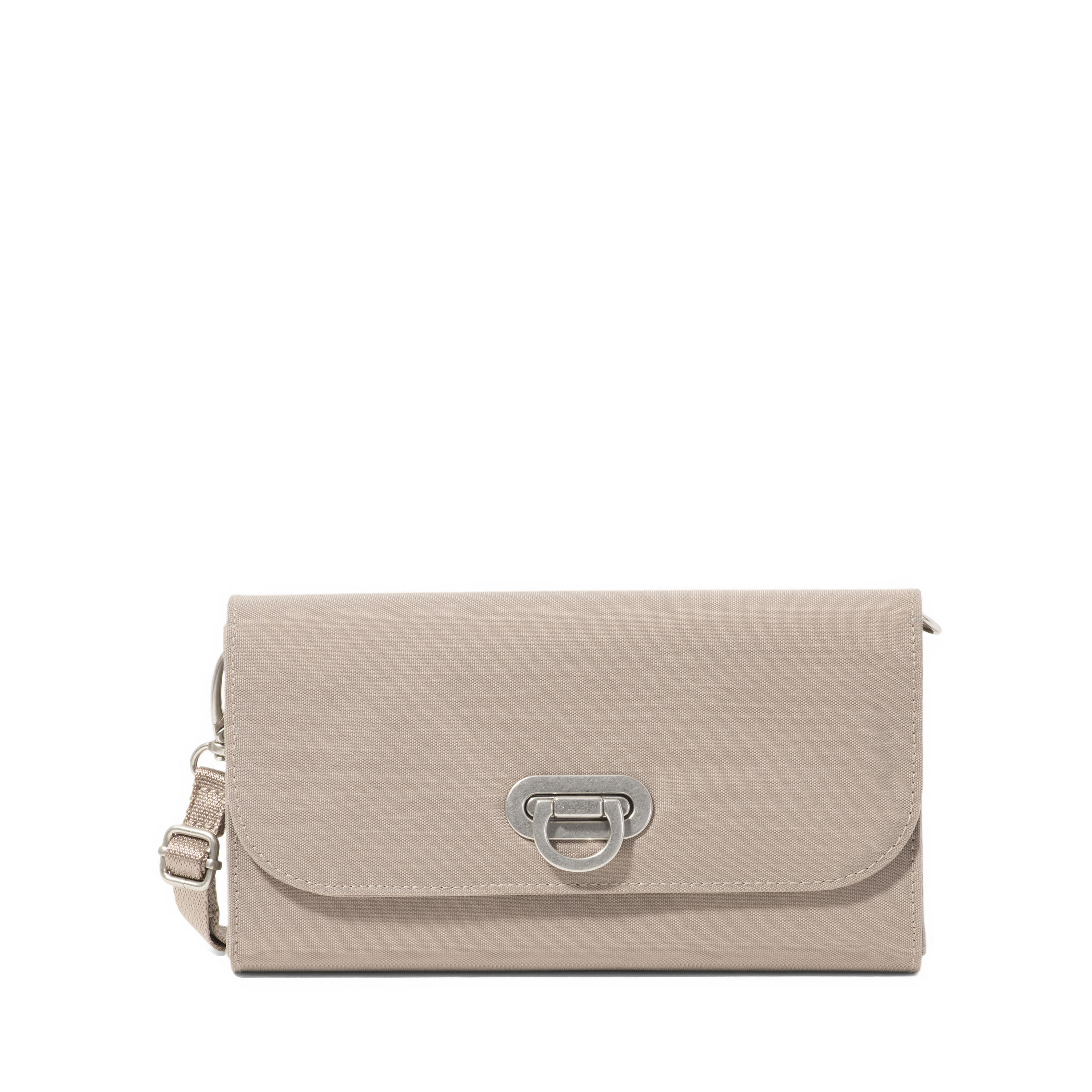 Women's Coastal Flip Lock RFID Phone Wallet Crossbody Bag | Baggallini in Beige