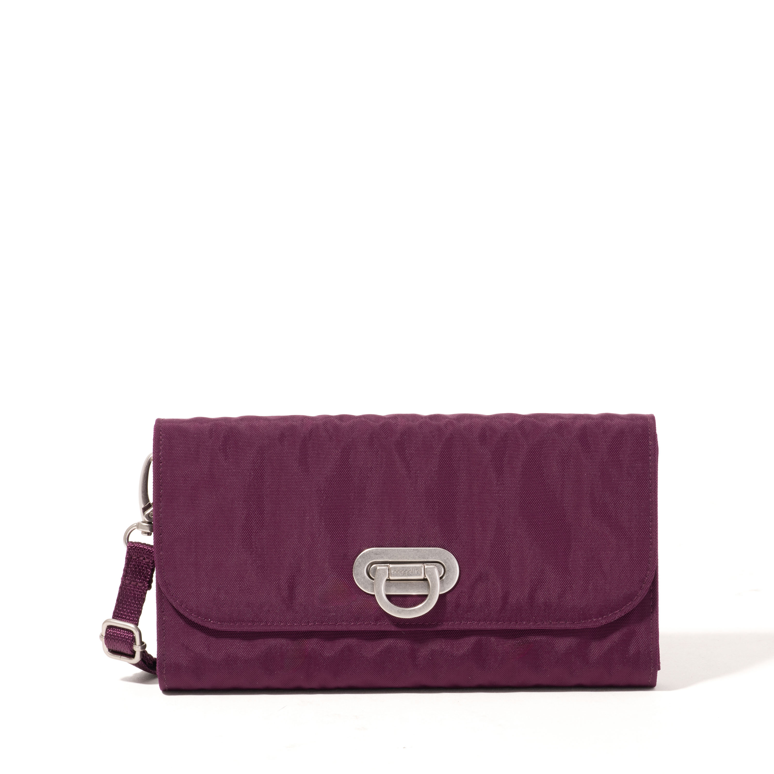 Women's Coastal Flip Lock RFID Phone Wallet Crossbody Bag | Baggallini in Purple