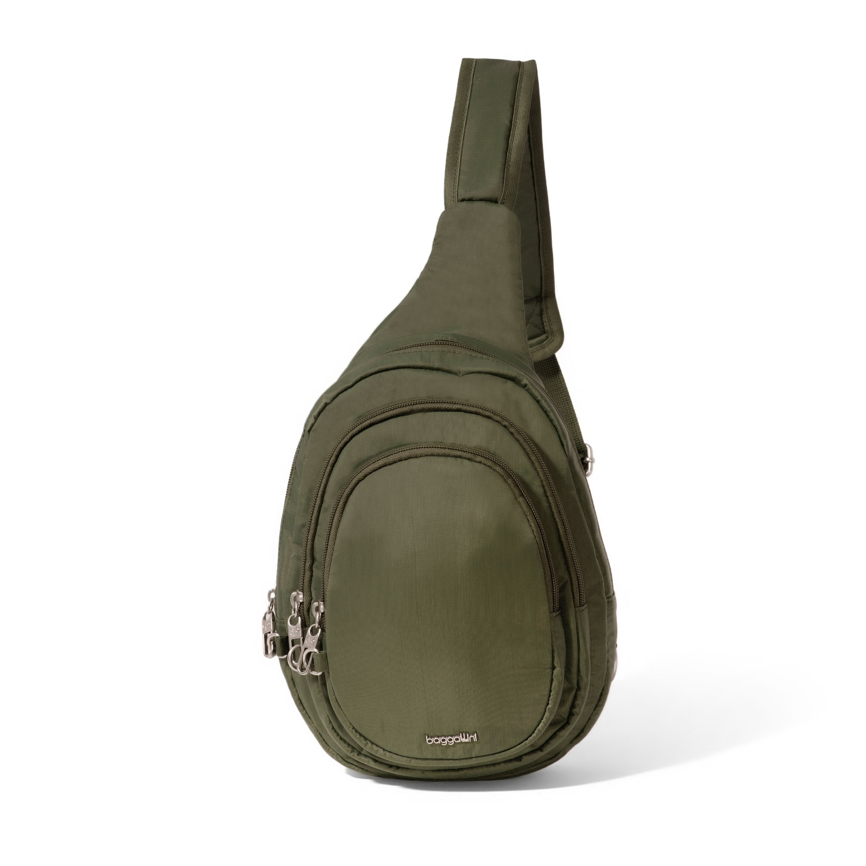 Multi Zip Anti-Theft Sling Bag | Securtex | Baggallini in Green | Small