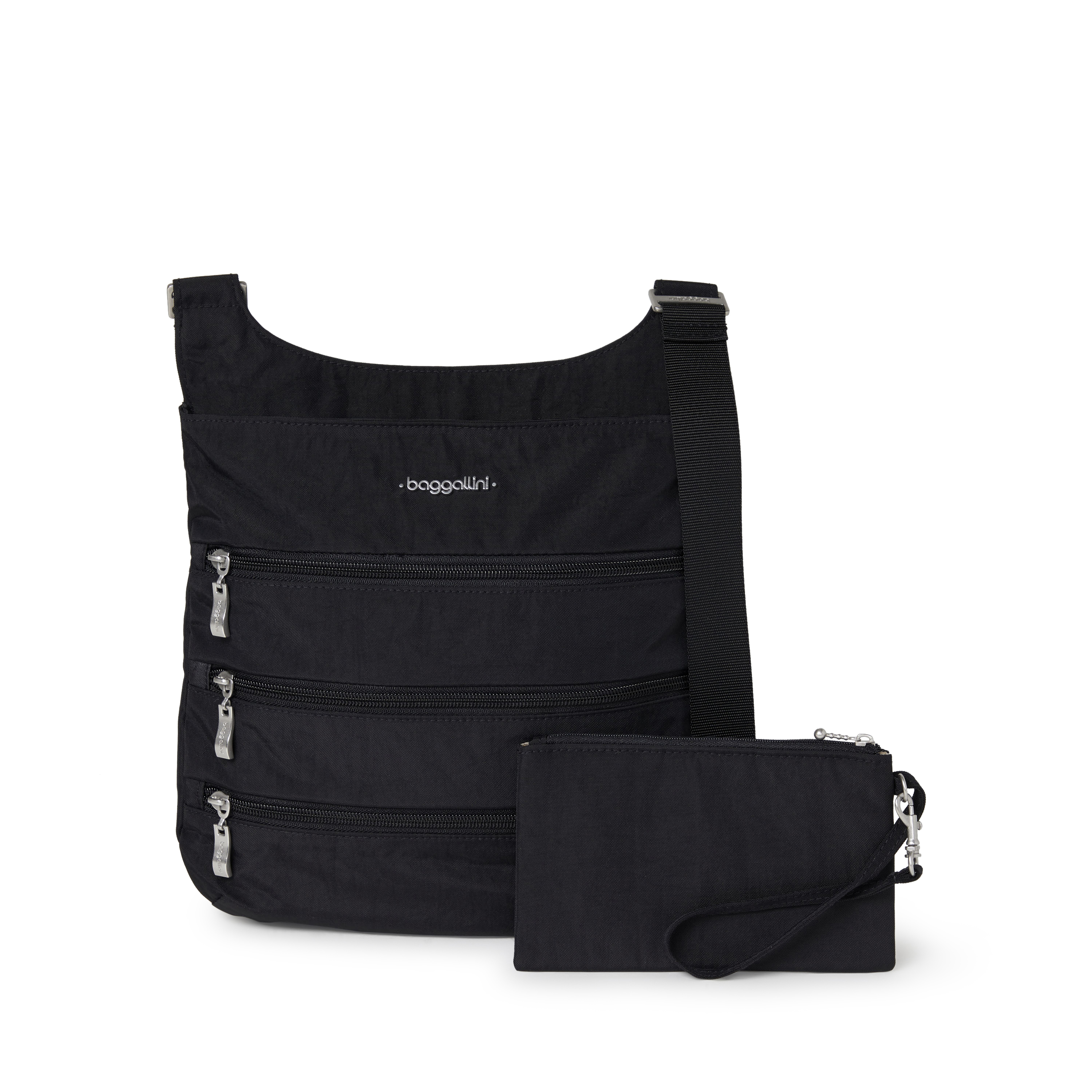 Women's Big Zipper Bag | Baggallini in Black | Nylon | Medium | Water-Resistant