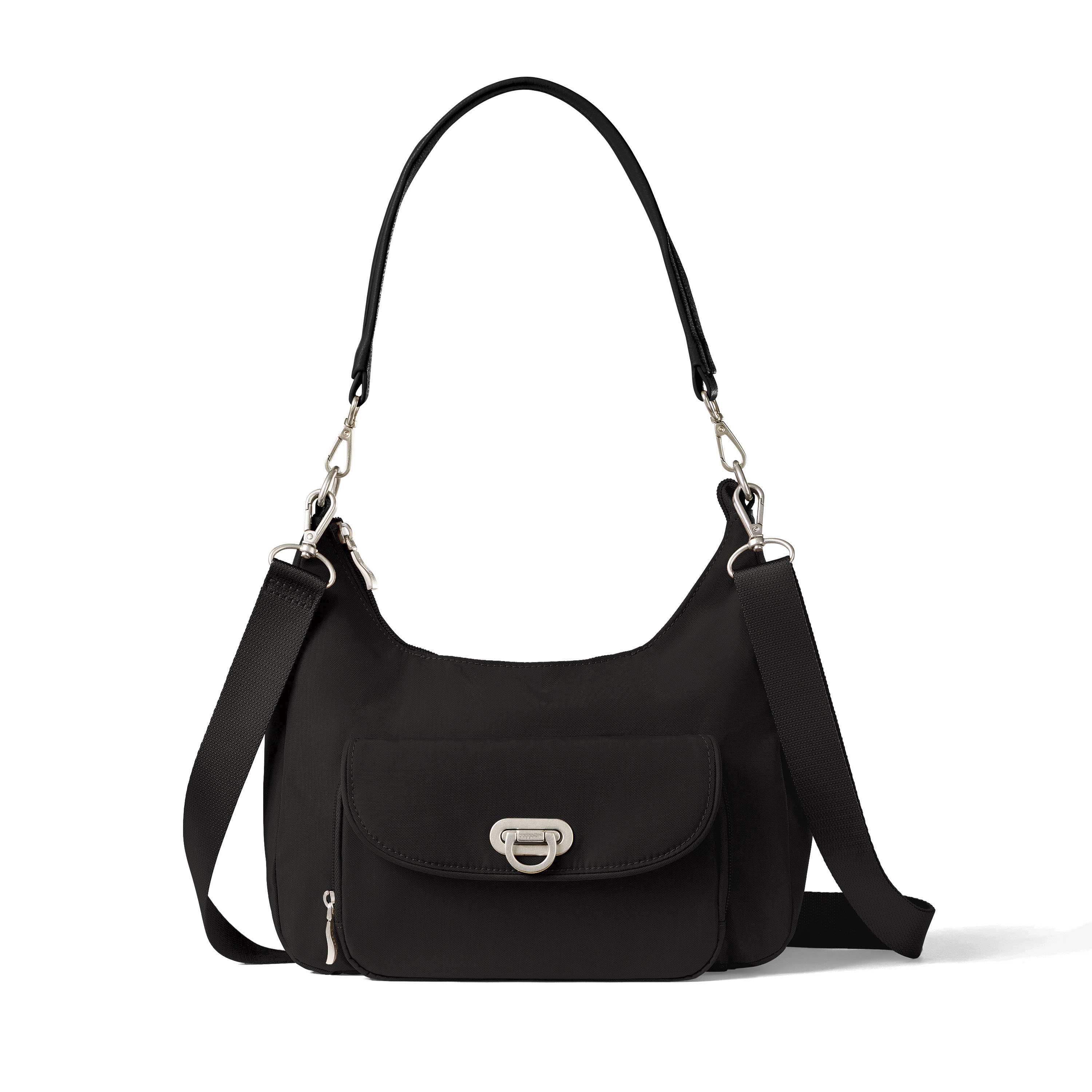 Women's Coastal Flip Lock Half Moon Bag | Baggallini in Black | Small