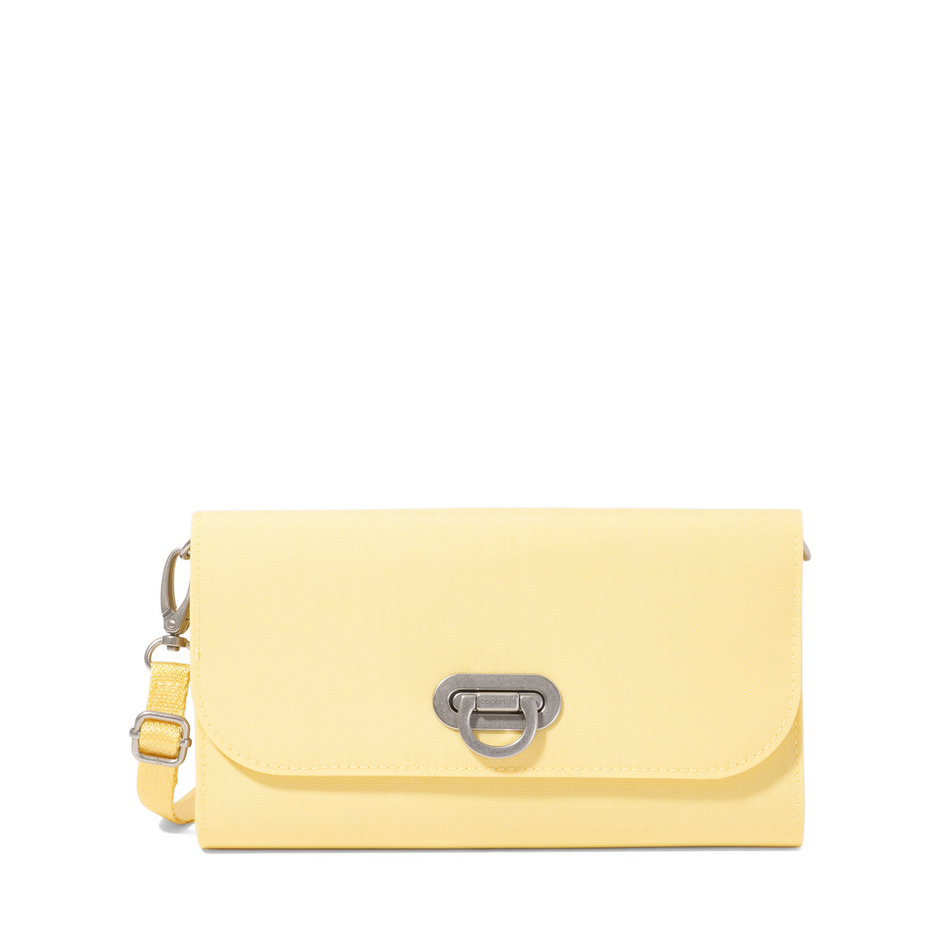 Women's Coastal Flip Lock RFID Phone Wallet Crossbody Bag | Baggallini in Yellow