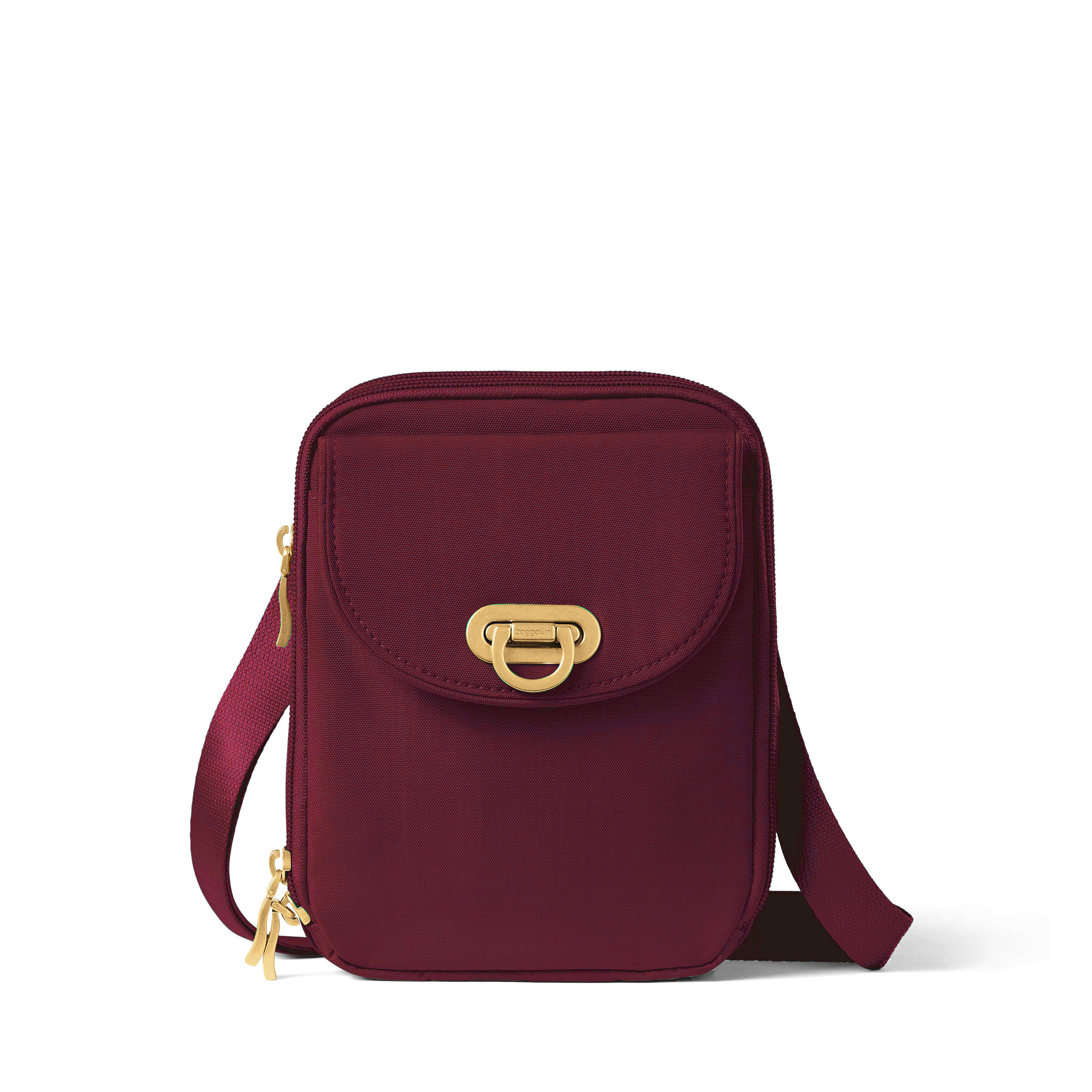 Women's Coastal Flip Lock Venture Crossbody Bag | Baggallini in Red | Nylon | Medium