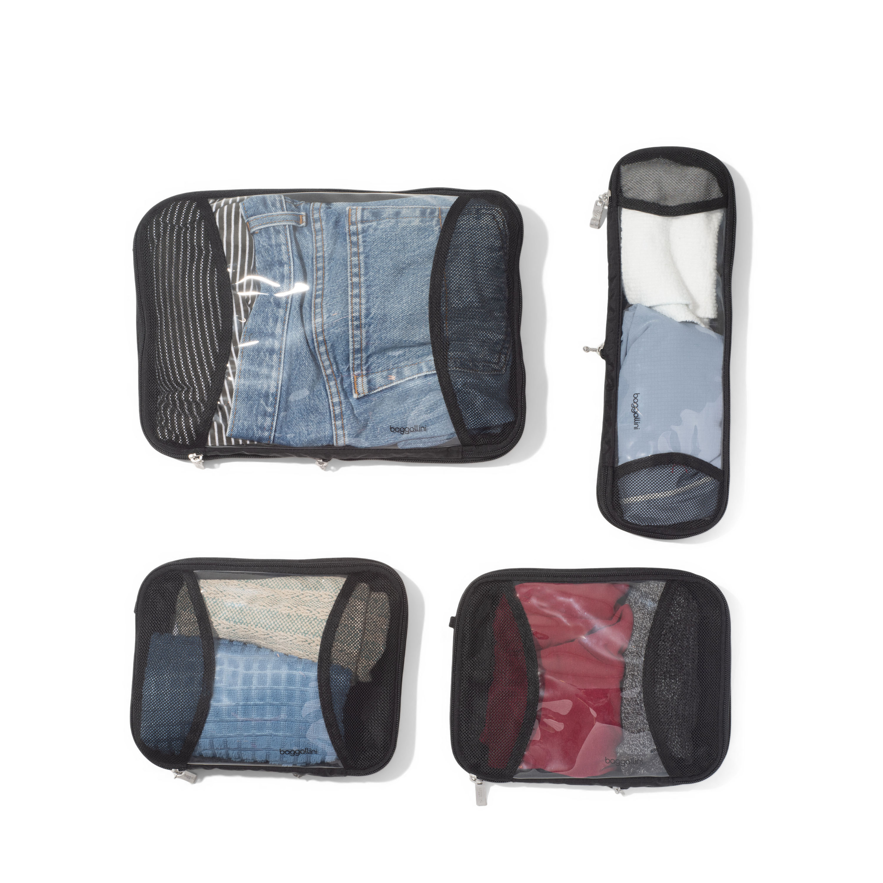 Compression Cube 4-Piece Set | Baggallini in Black | Nylon | Small