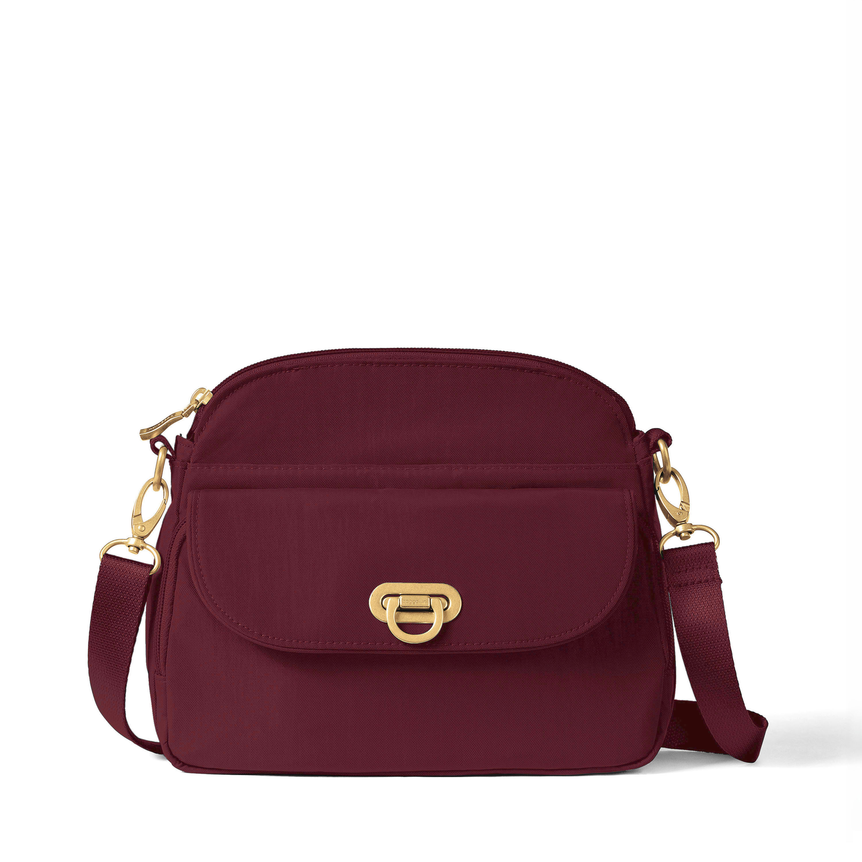 Women's Coastal Flip Lock Crossbody Bag | Baggallini in Red | Small