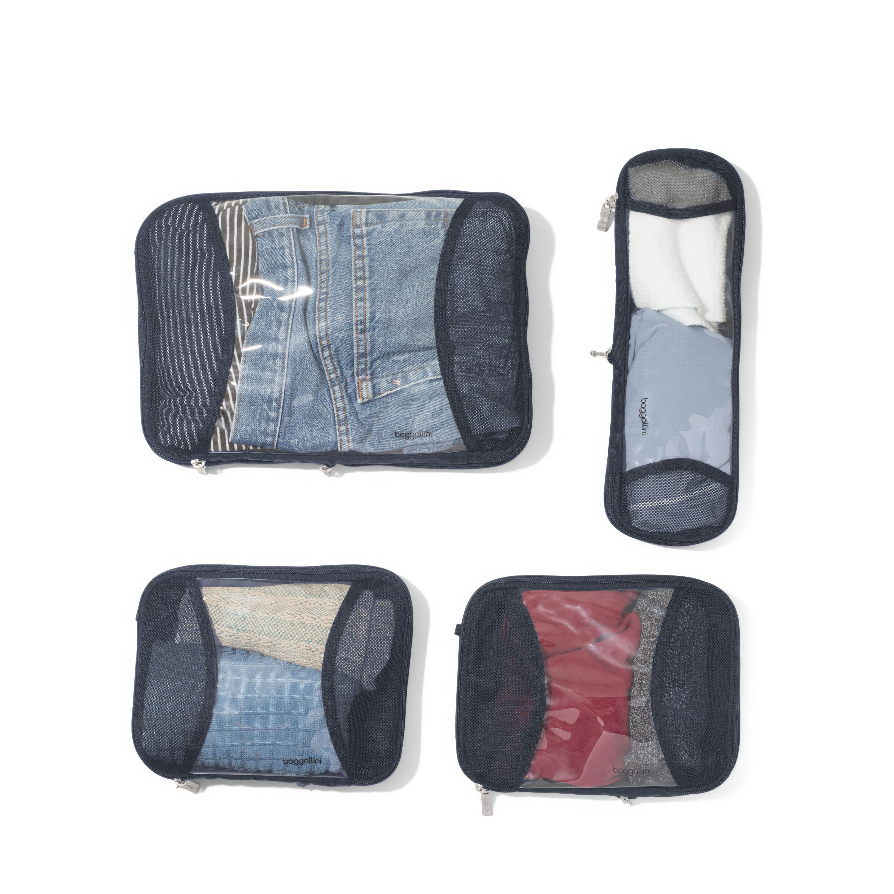 Compression Cube 4-Piece Set | Baggallini in Blue | Nylon | Small