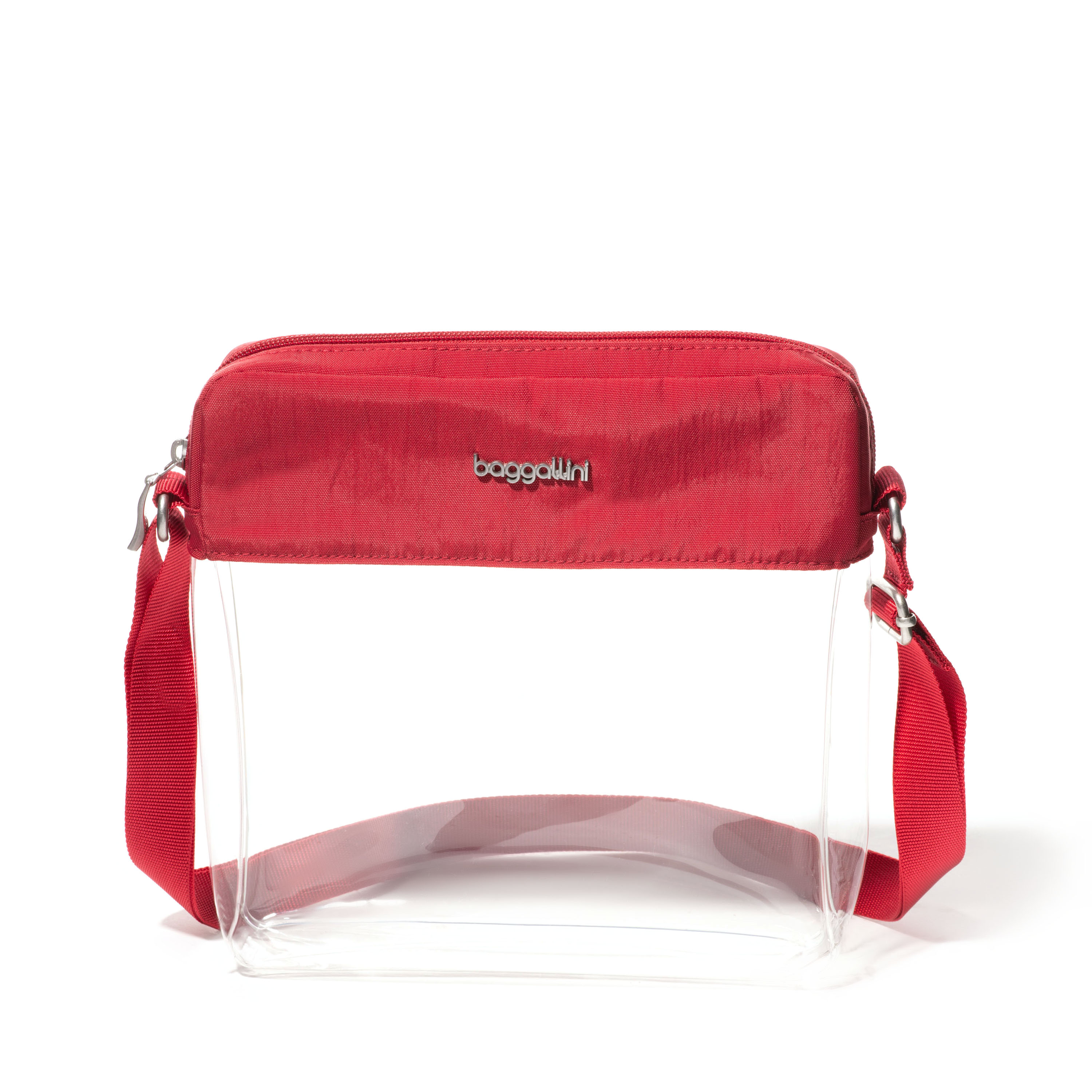 Women's True Classic Clear Stadium Crossbody Bag | Baggallini in Red | Small