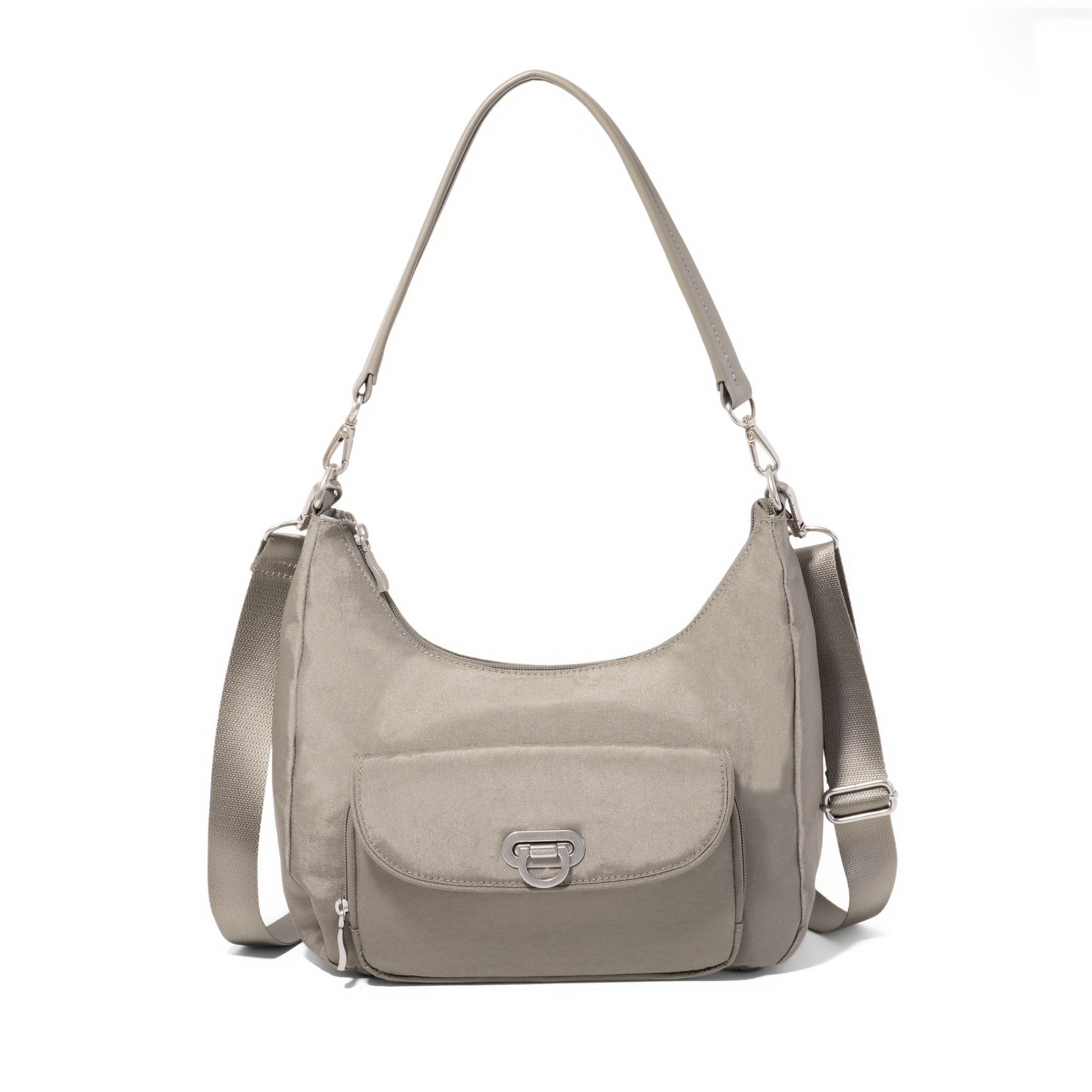 Women's Coastal Flip Lock Half Moon Bag | Baggallini in Gray | Small