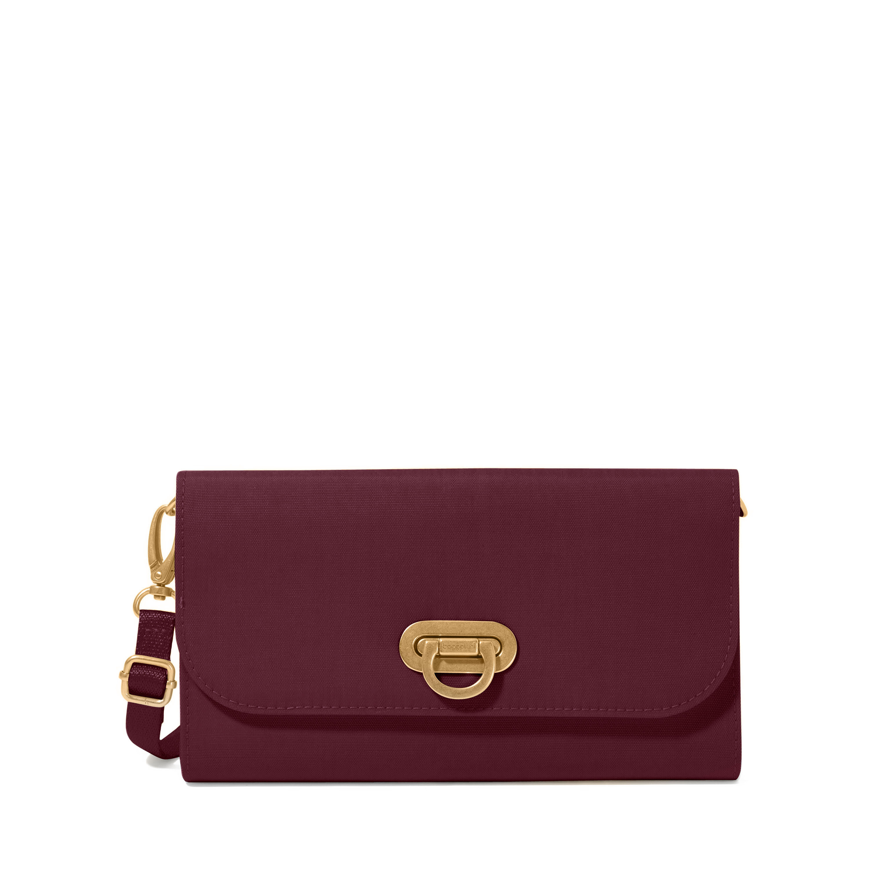 Baggallini Coastal Mini Rfid-Protected Flip-Lock Crossbody Bag - Jam with gold hardware