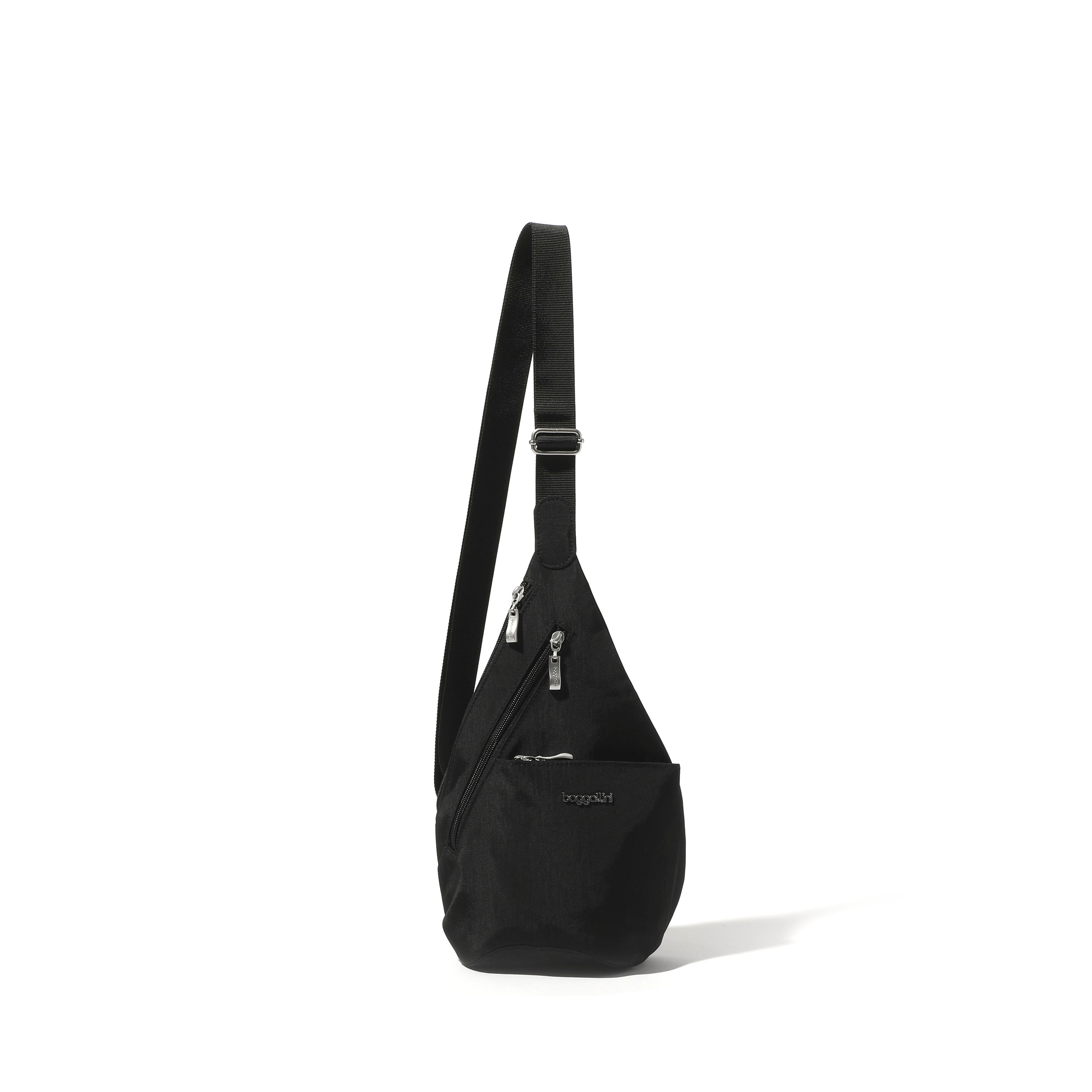 Baggallini Lightweight Mini Sling Handbag - Black With Sand Lining