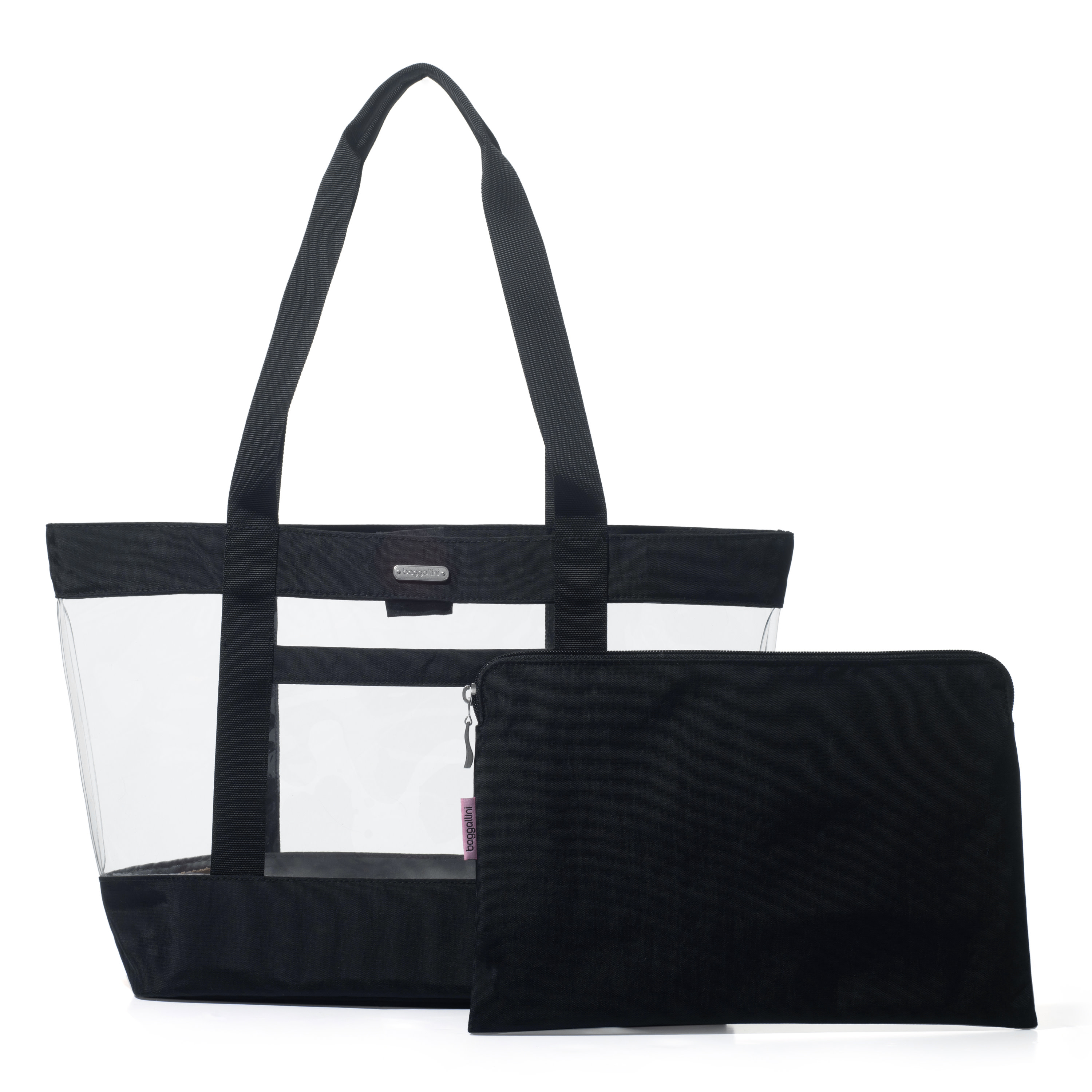 Carry Away Clear Tote Bag with Pouch | Baggallini in Black | Medium