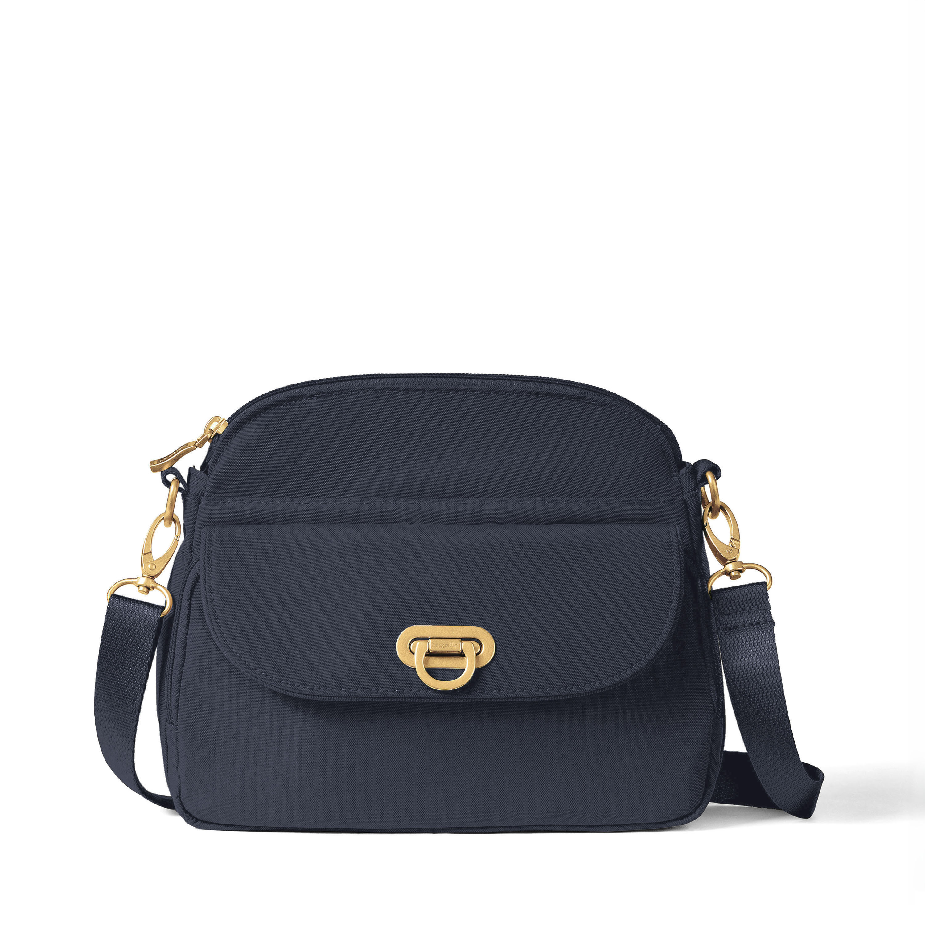 Women's Coastal Flip Lock Crossbody Bag | Baggallini in Navy | Small