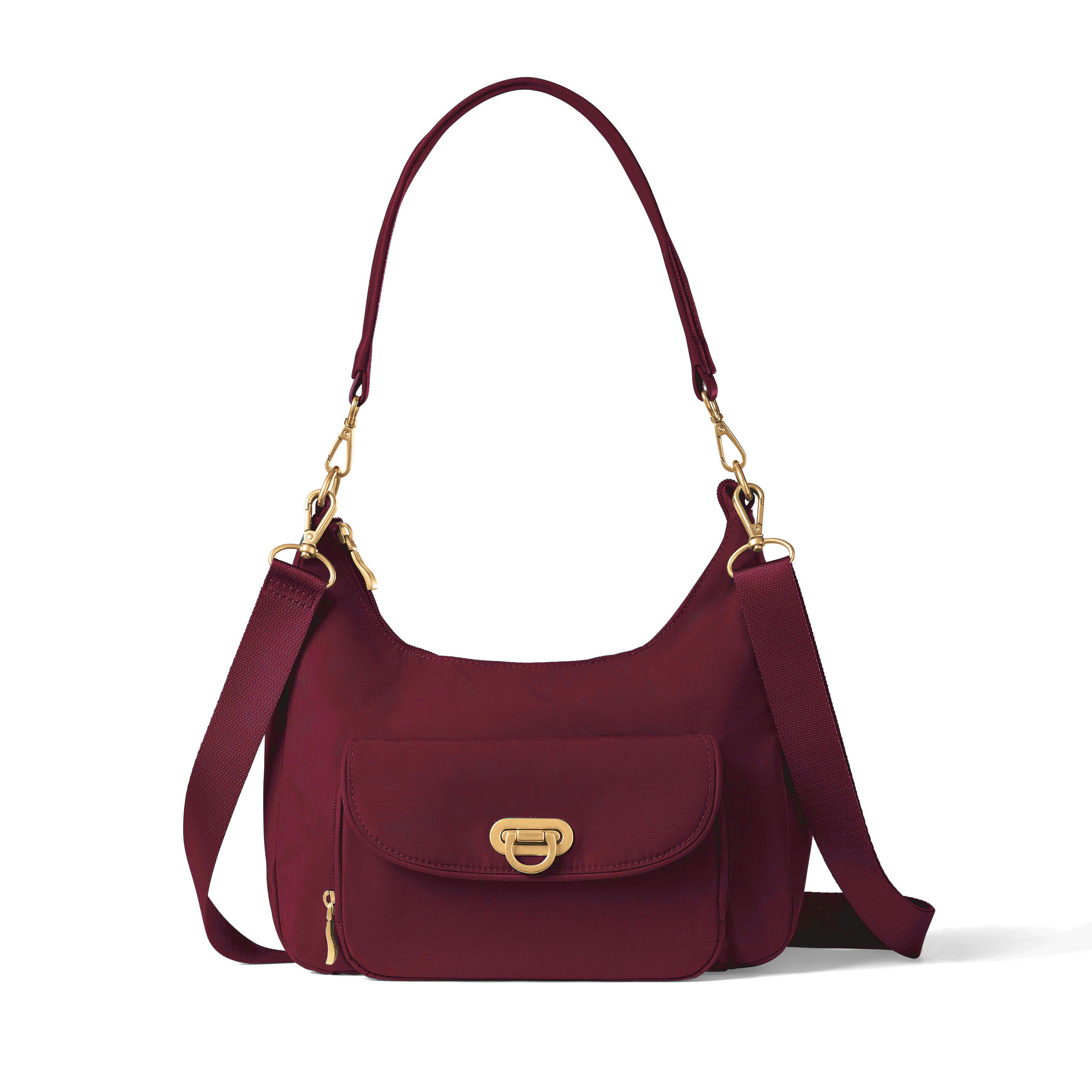 Women's Coastal Flip Lock Half Moon Bag | Baggallini in Red | Small