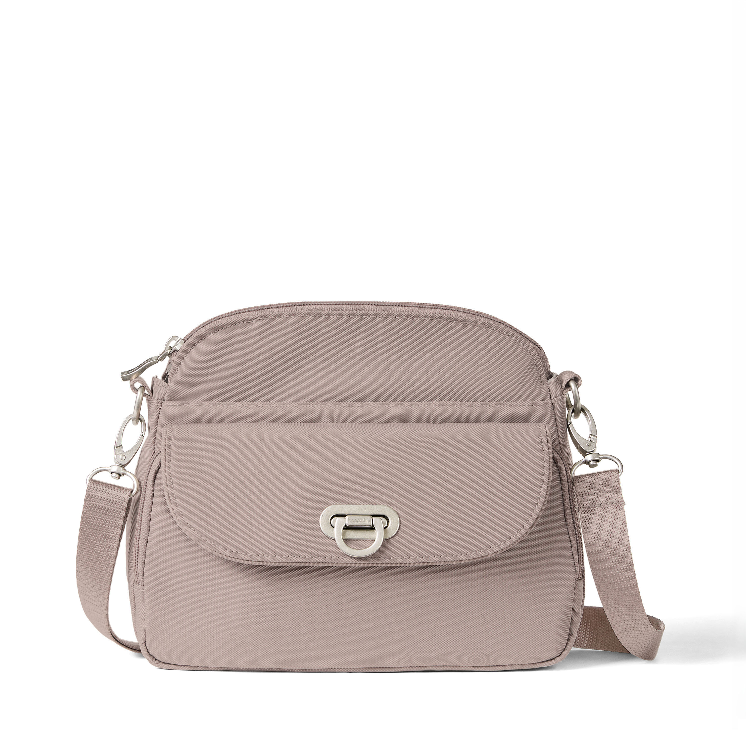 Women's Coastal Flip Lock Crossbody Bag | Baggallini in Beige | Small
