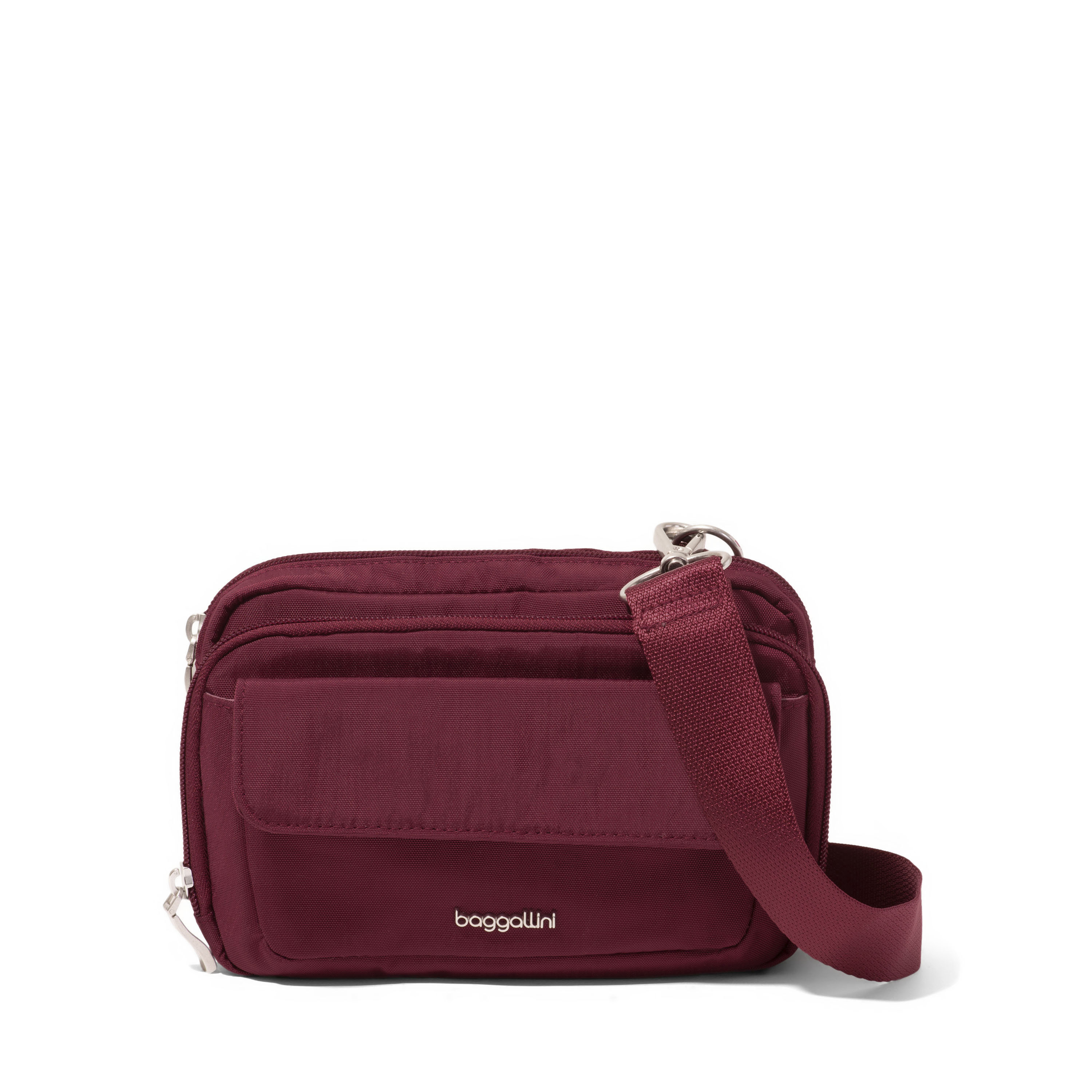Baggallini Modern Everywhere Mini Double Zipper Crossbody Handbag - Jam