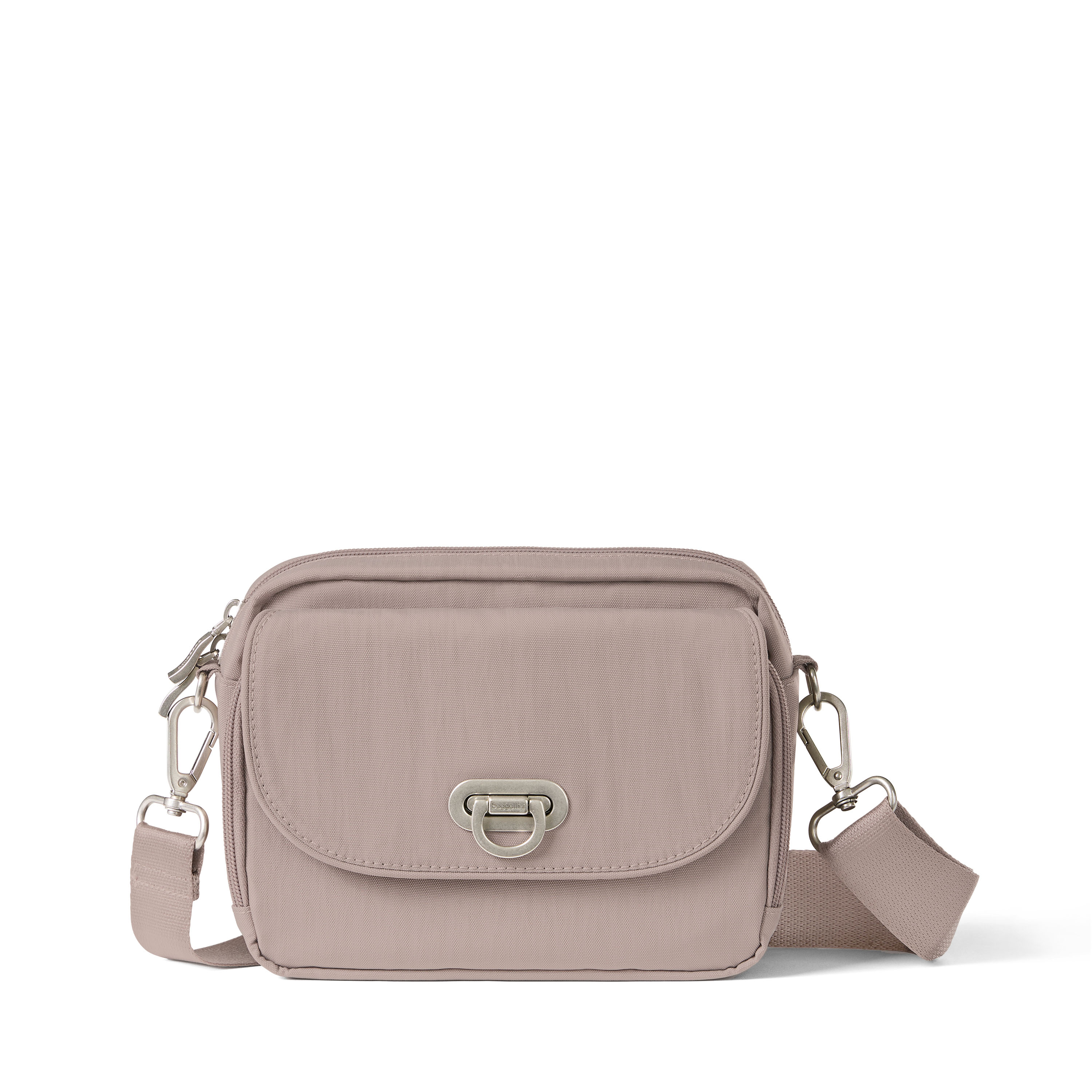 Women's Coastal Flip Lock Camera Bag Crossbody | Baggallini in Beige | Small