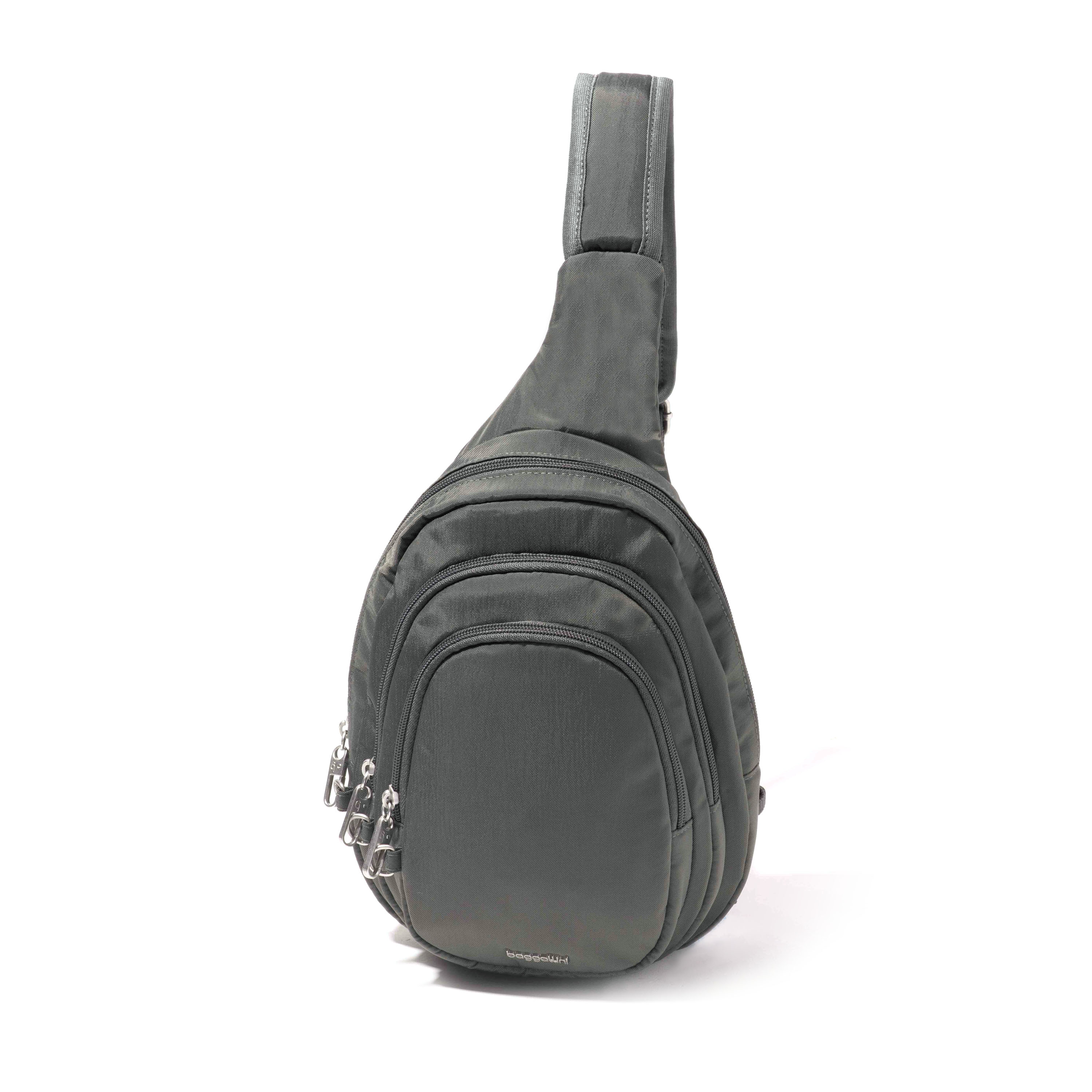 Multi Zip Anti-Theft Sling Bag | Securtex | Baggallini in Gray | Small