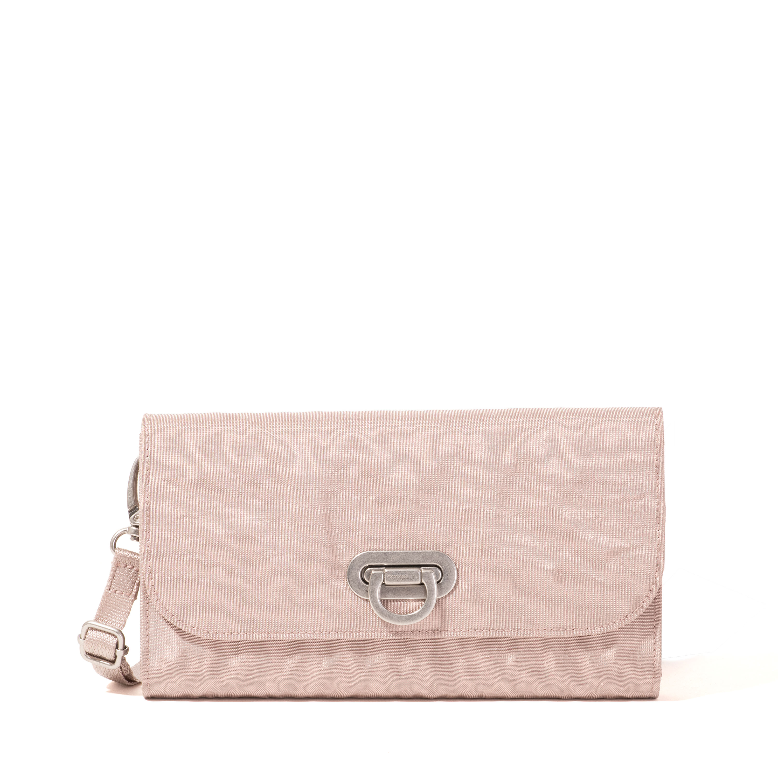 Women's Coastal Flip Lock RFID Phone Wallet Crossbody Bag | Baggallini in Pink