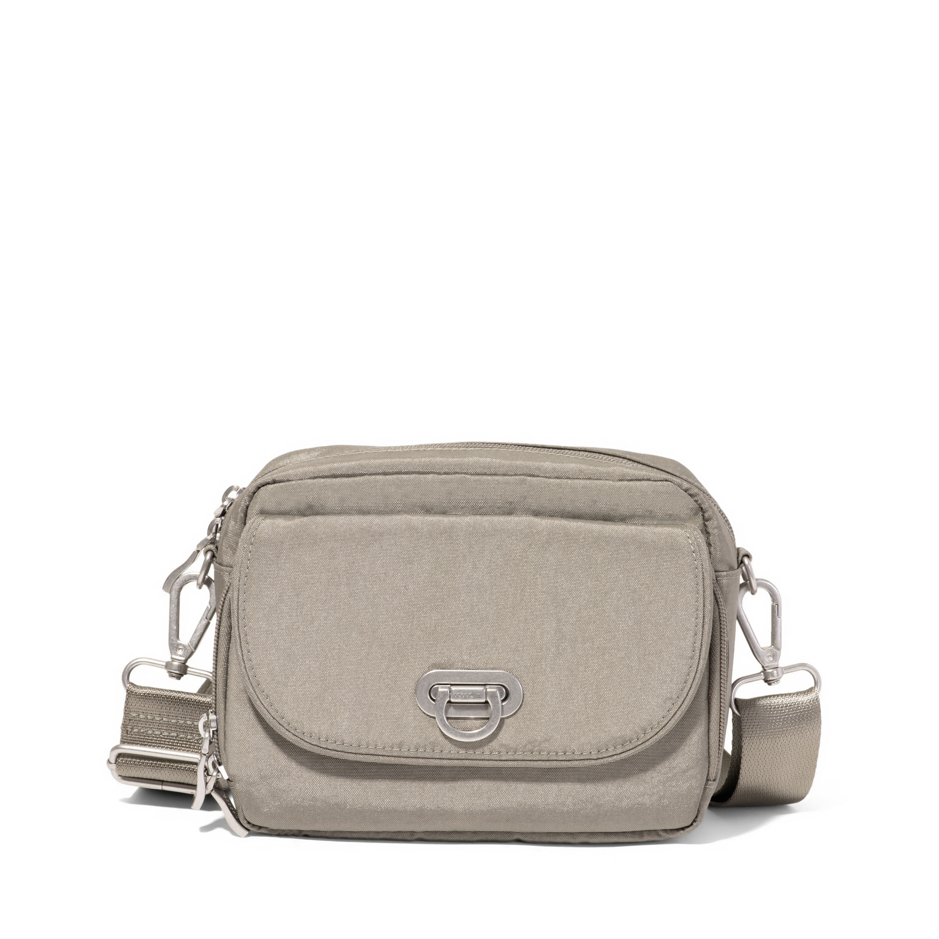 Women's Coastal Flip Lock Camera Bag Crossbody | Baggallini in Gray | Small